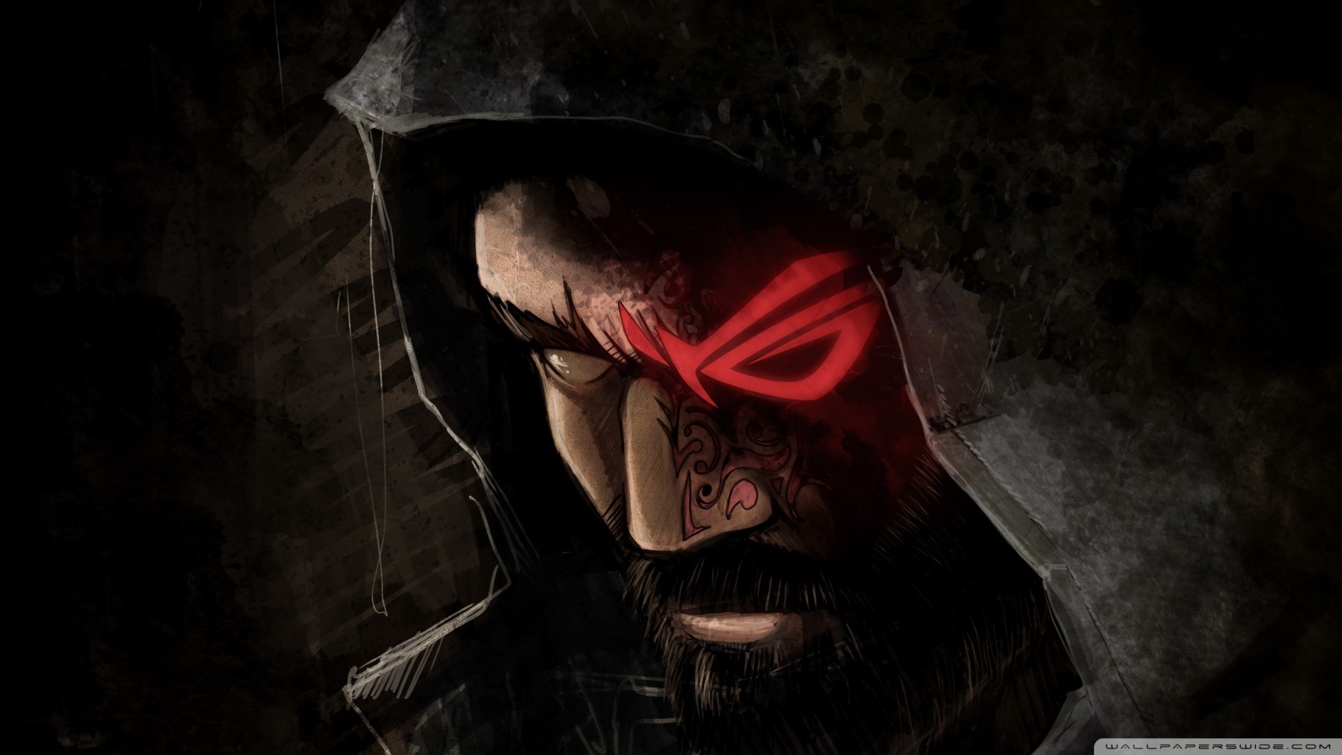 Asus ROG, Uomo incappucciato, Logo luminoso, Arte digitale, Full HD, sfondo desktop