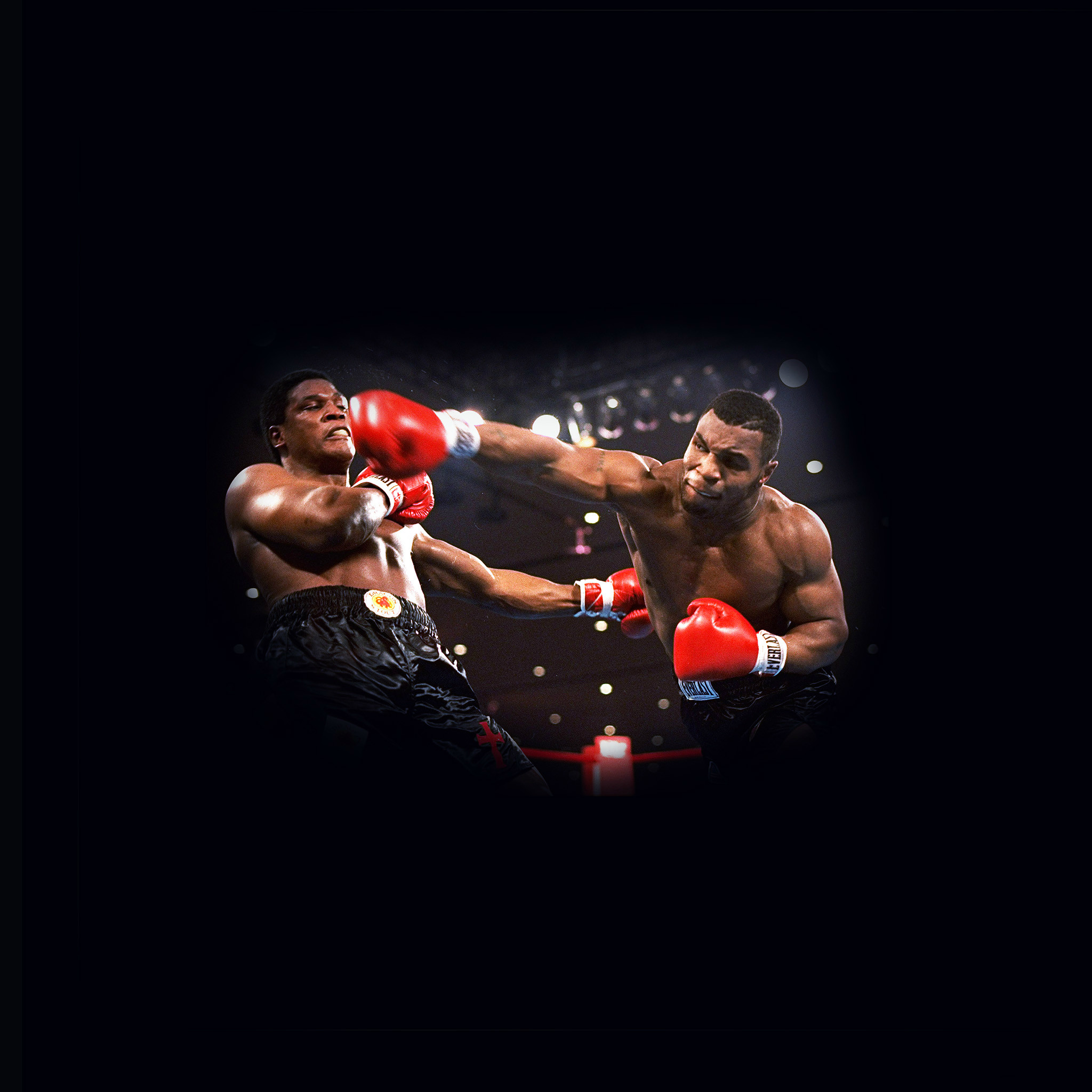 Mike Tyson, Incontro, Ring, Sfondo nero, Minimalista, Full HD, schermata di blocco iPad