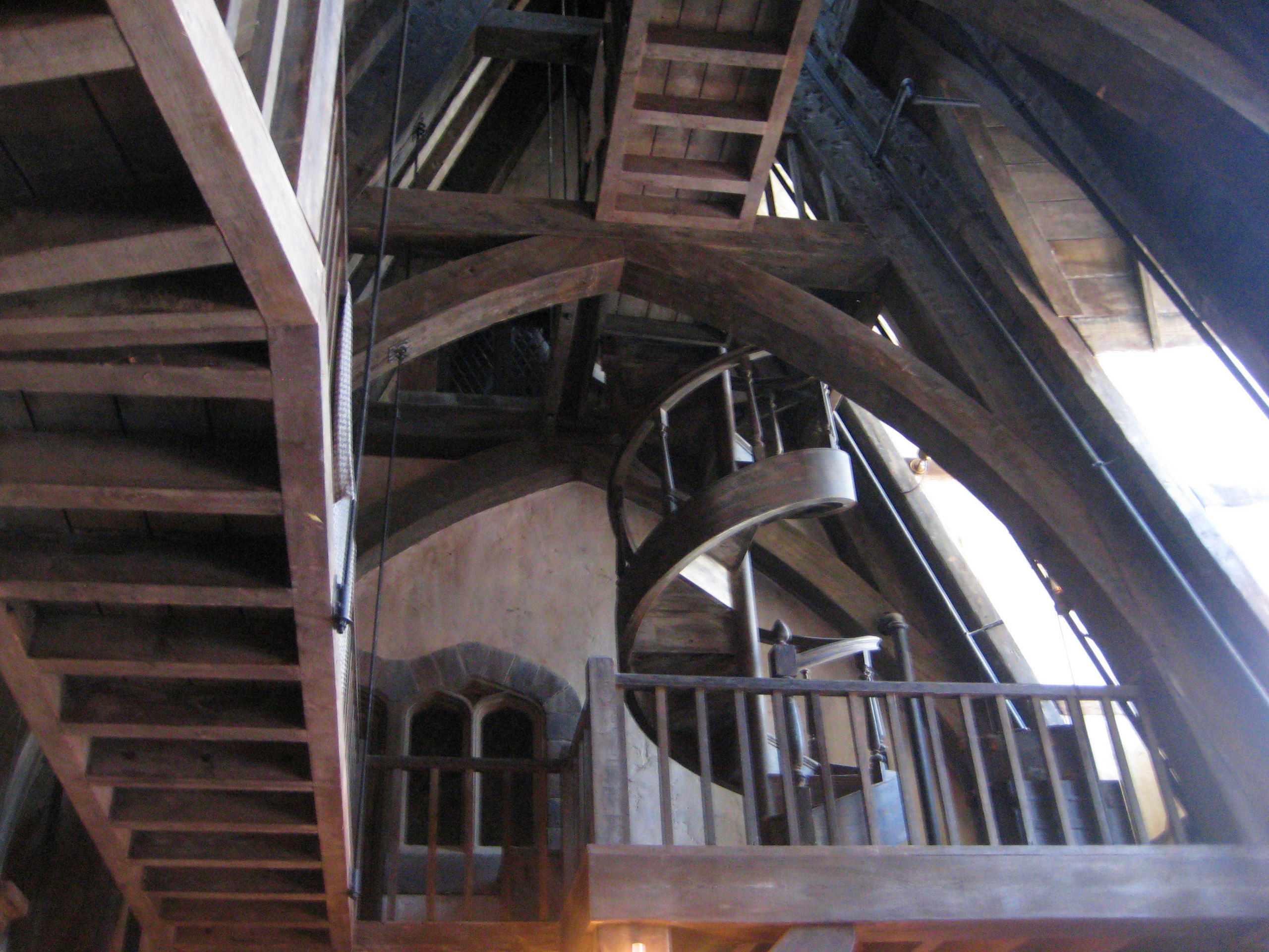 Scale di legno, Torre, Interni, 2K, sfondo per iPad e tablet
