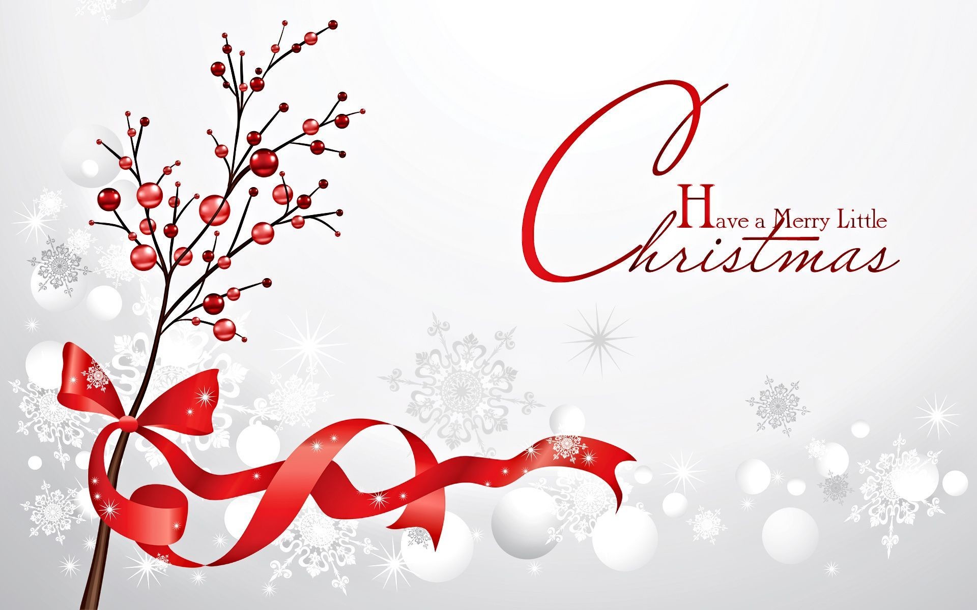 Merry Christmas, Ramo con bacche, Nastro rosso, Sfondo bianco, Minimalista, wallpaper 1920x1200