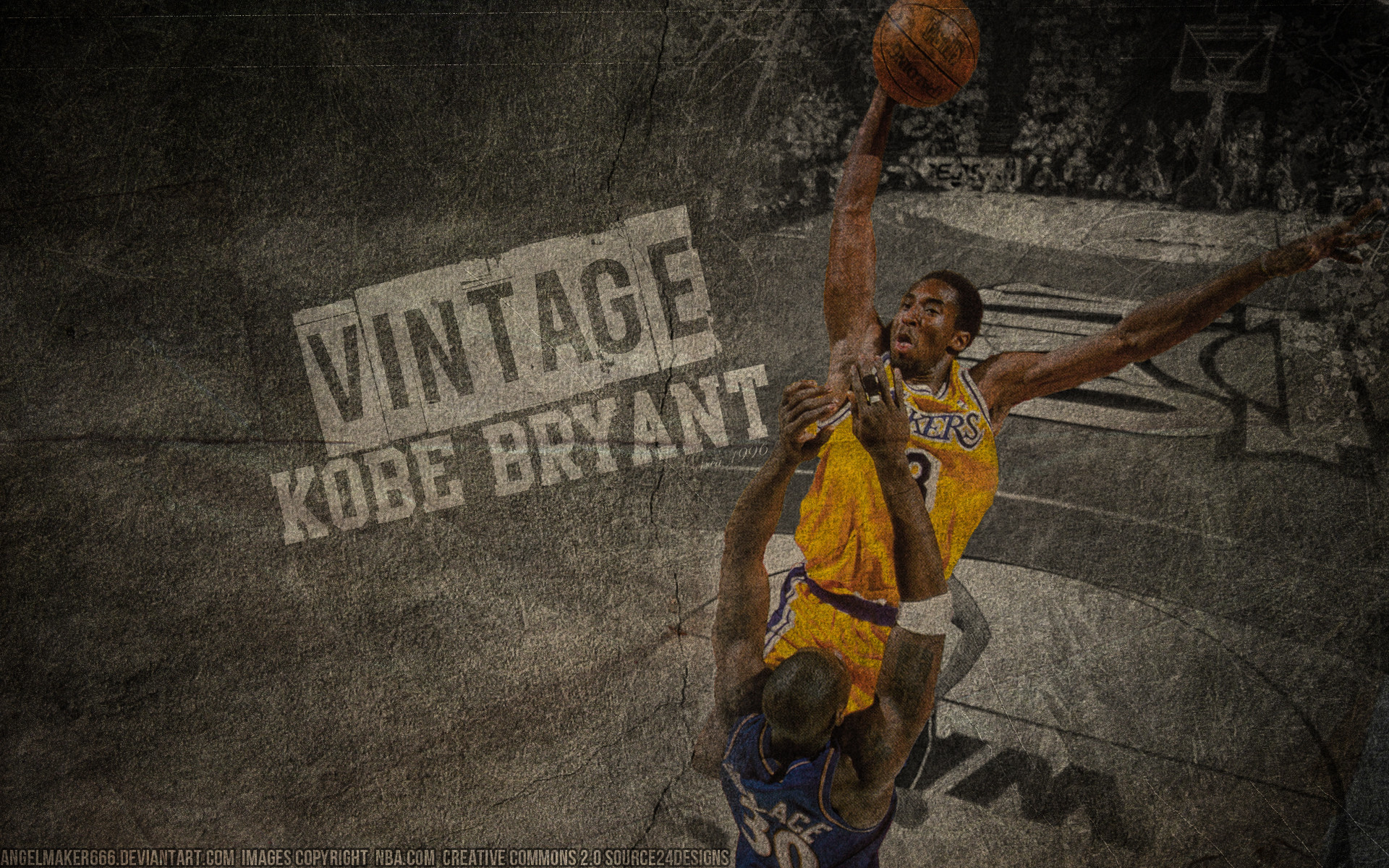 Kobe Bryant, Los Angeles Lakers, Vintage, Schiacciata, 1920x1200, sfondo MacBook Pro