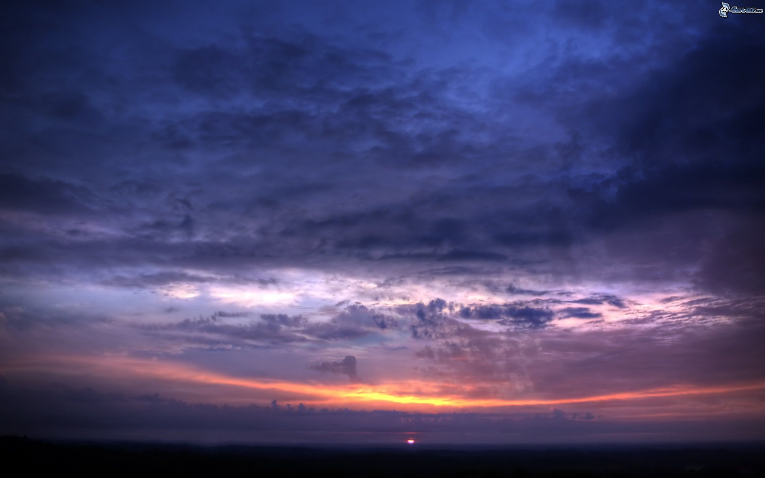 Cielo nuvoloso, Crepuscolo, Blu, Orizzonte, 2560x1600, sfondo per PC