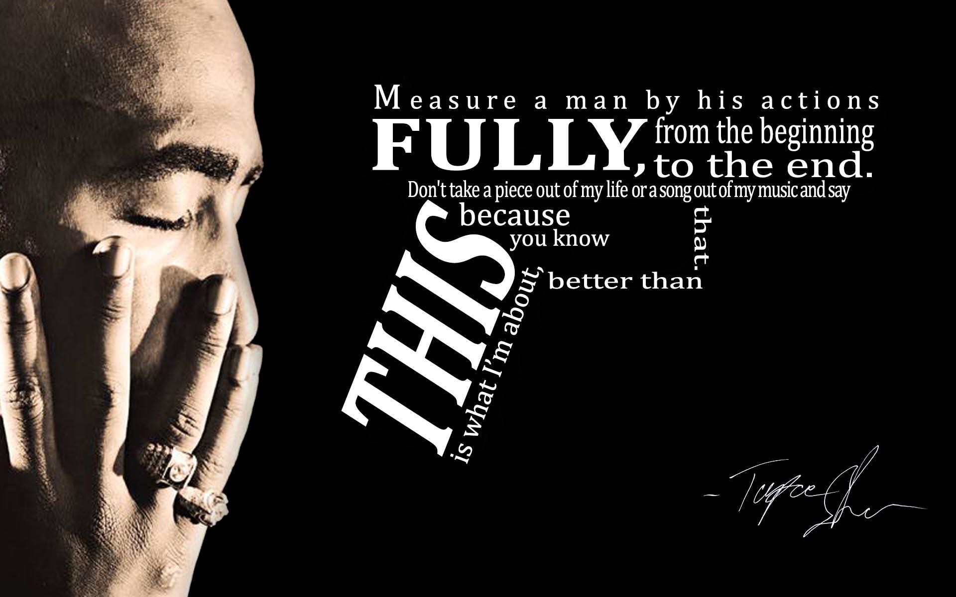 Tupac Shakur, Citazione, Tipografia, Sfondo nero, 16:10 Full HD, wallpaper widescreen
