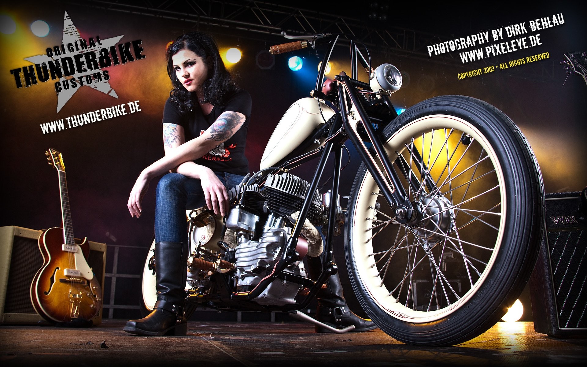 Thunderbike, Chopper, Moto custom, Chitarra, 1920x1200, sfondo MacBook Pro