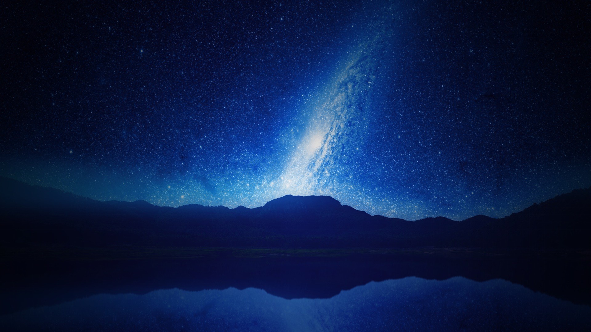Via Lattea, Montagne, Lago, Cielo stellato, Notte, Full HD 1080p, sfondo desktop