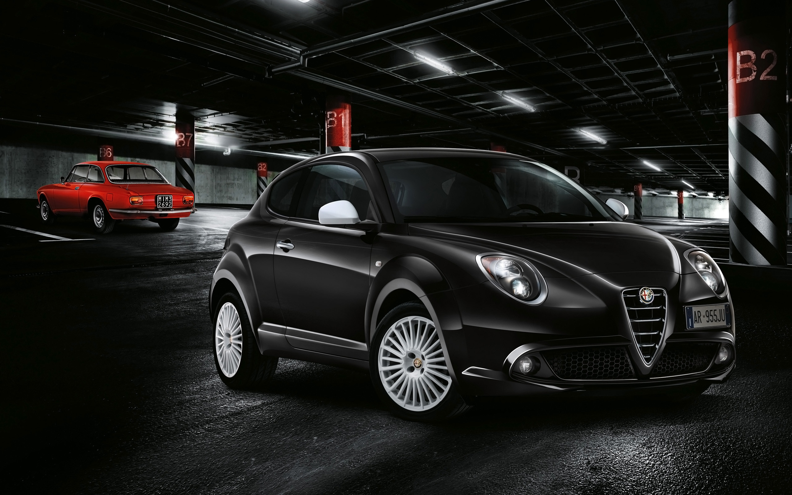 Alfa Romeo MiTo, Nero, Parcheggio, 2560x1600, sfondo MacBook Pro