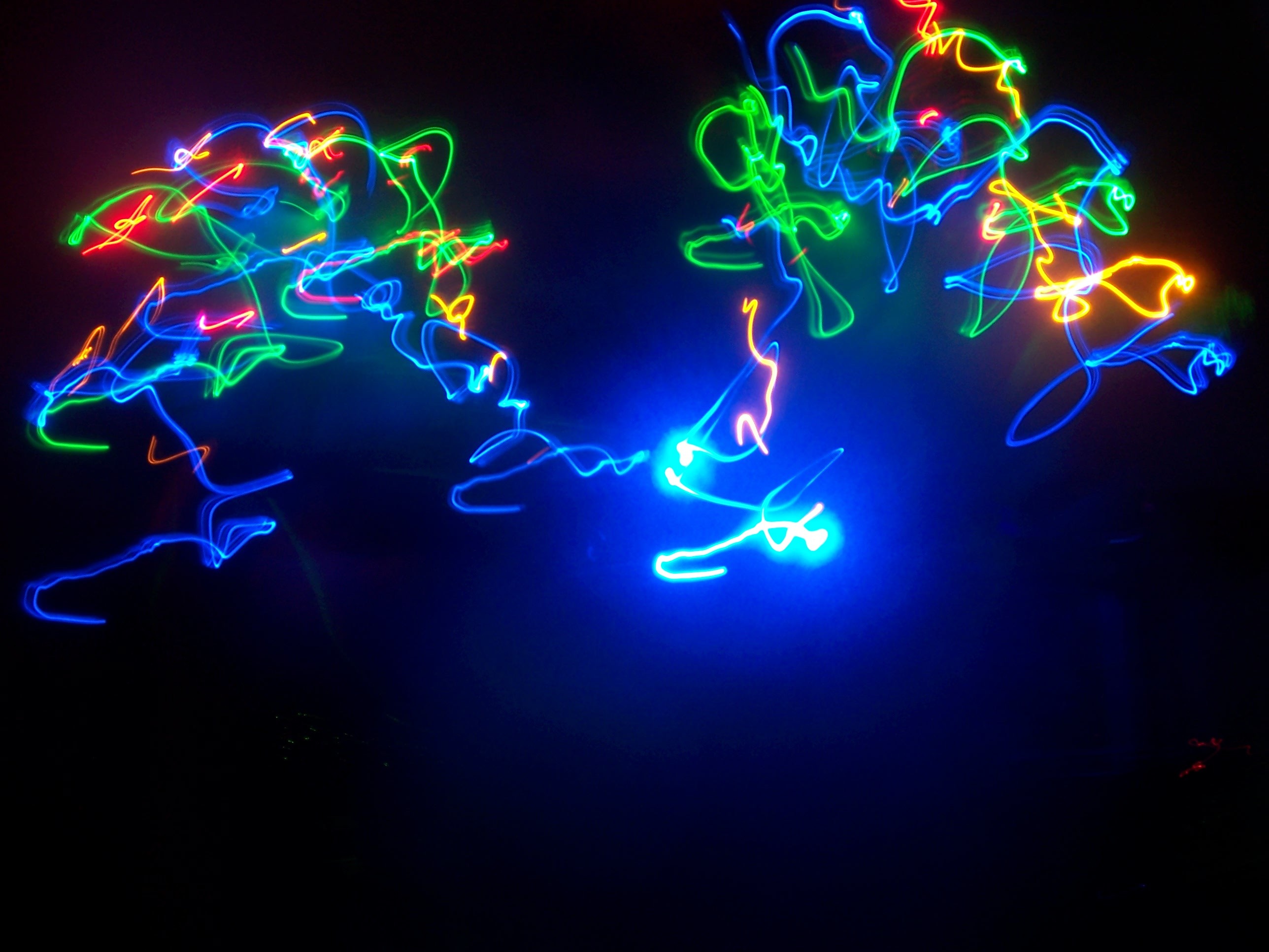 Light painting, Luci colorate, Lunga esposizione, Sfondo nero, 2K, schermata di blocco iPad