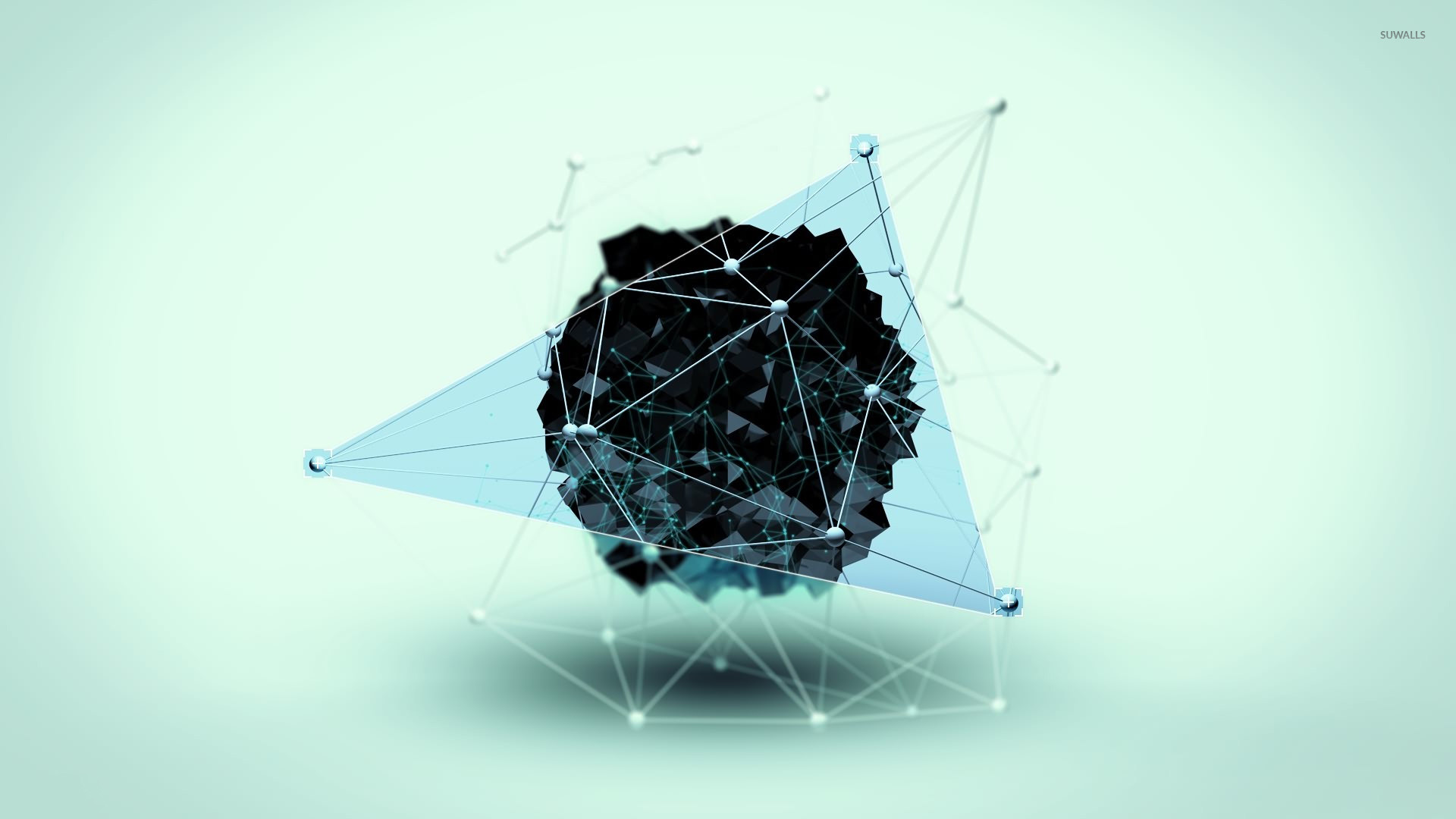 Triangolo, Sfera, Arte 3D, Azzurro, Full HD 1080p, sfondo desktop
