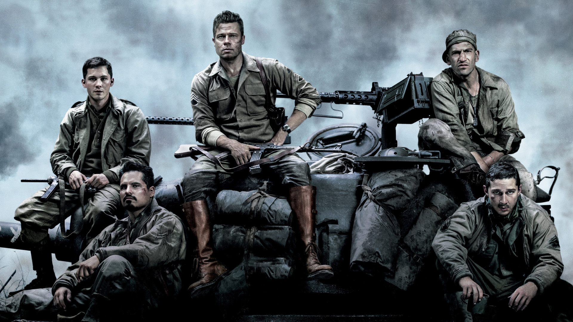 Fury, Brad Pitt, Shia LaBeouf, Logan Lerman, Michael Peña, Jon Bernthal, Carro armato, sfondo desktop