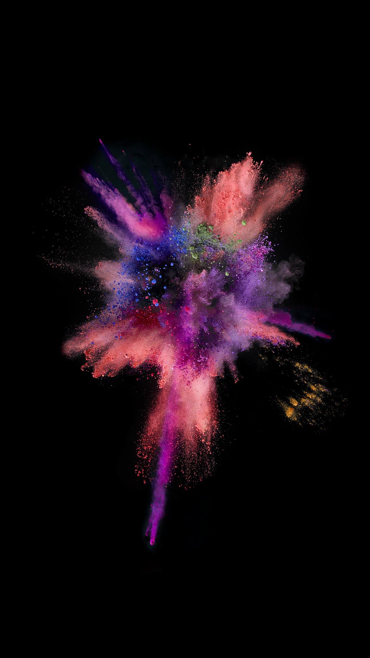 Esplosione di colore, Sfondo nero, schermata Home iOS 9