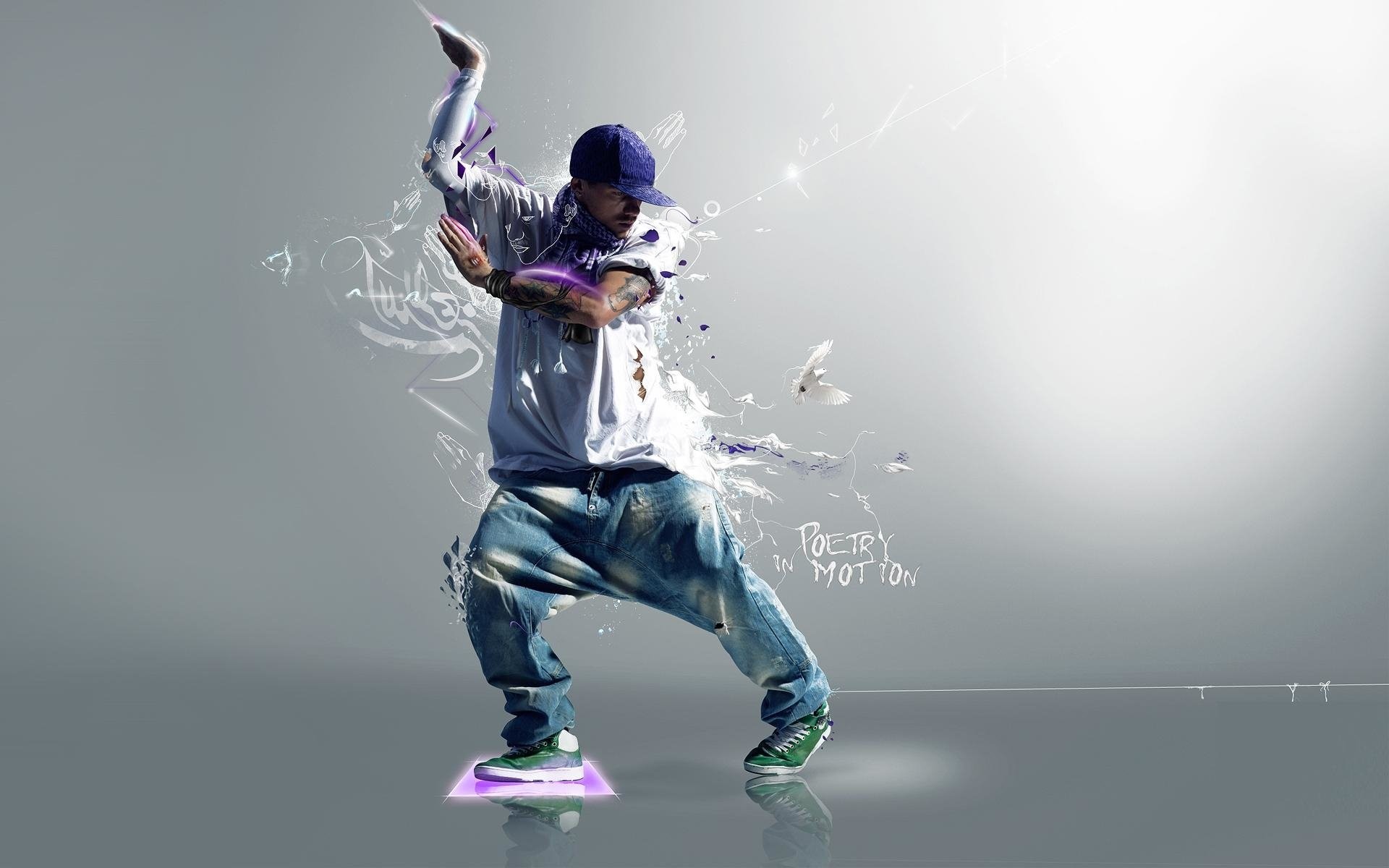 Ballerino hip hop, Street dance, Arte digitale, Sfondo grigio, Full HD, wallpaper desktop