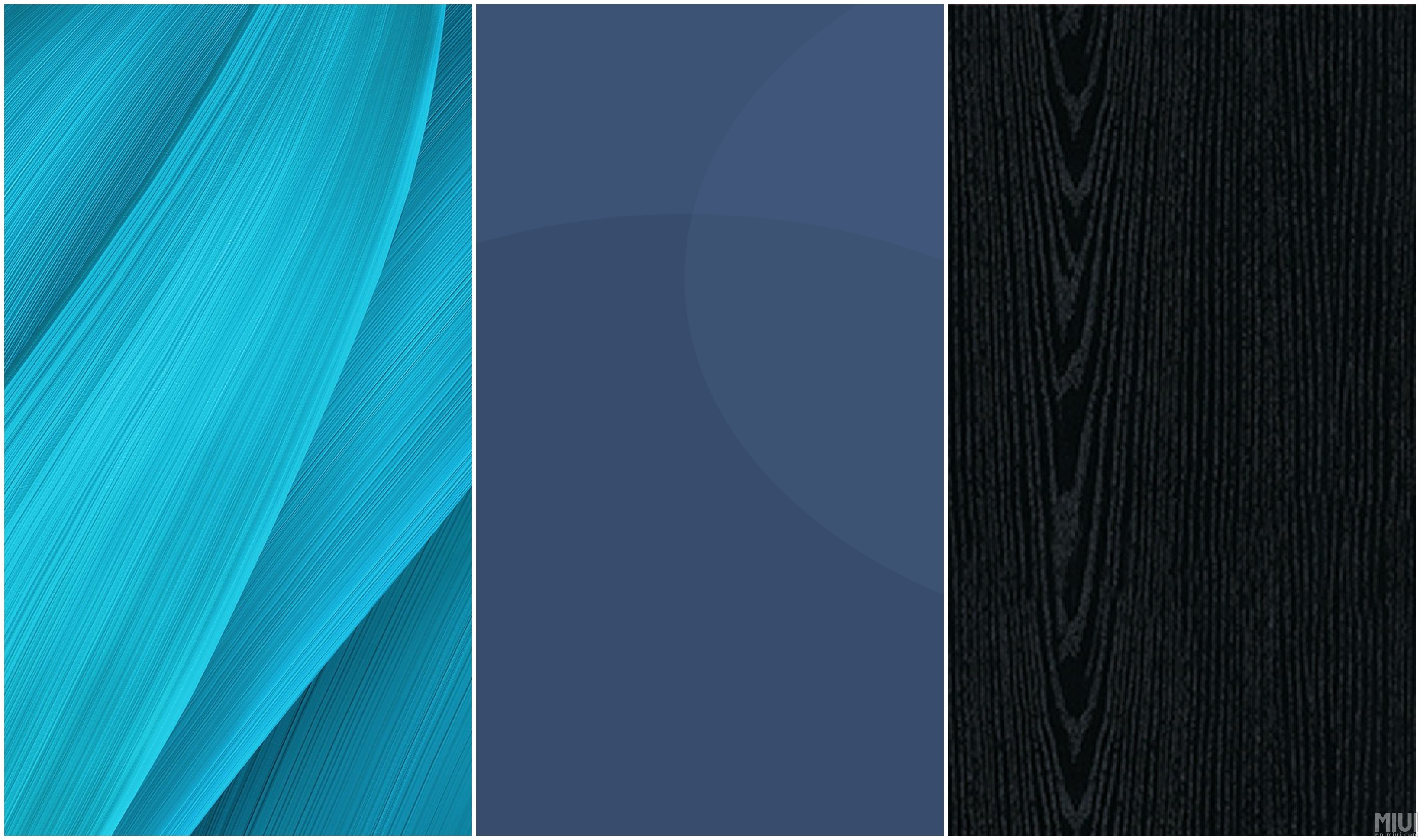 Asus ZenUI, Onde azzurre, Venature del legno, Collage, Blu grigio, sfondo 2K per PC