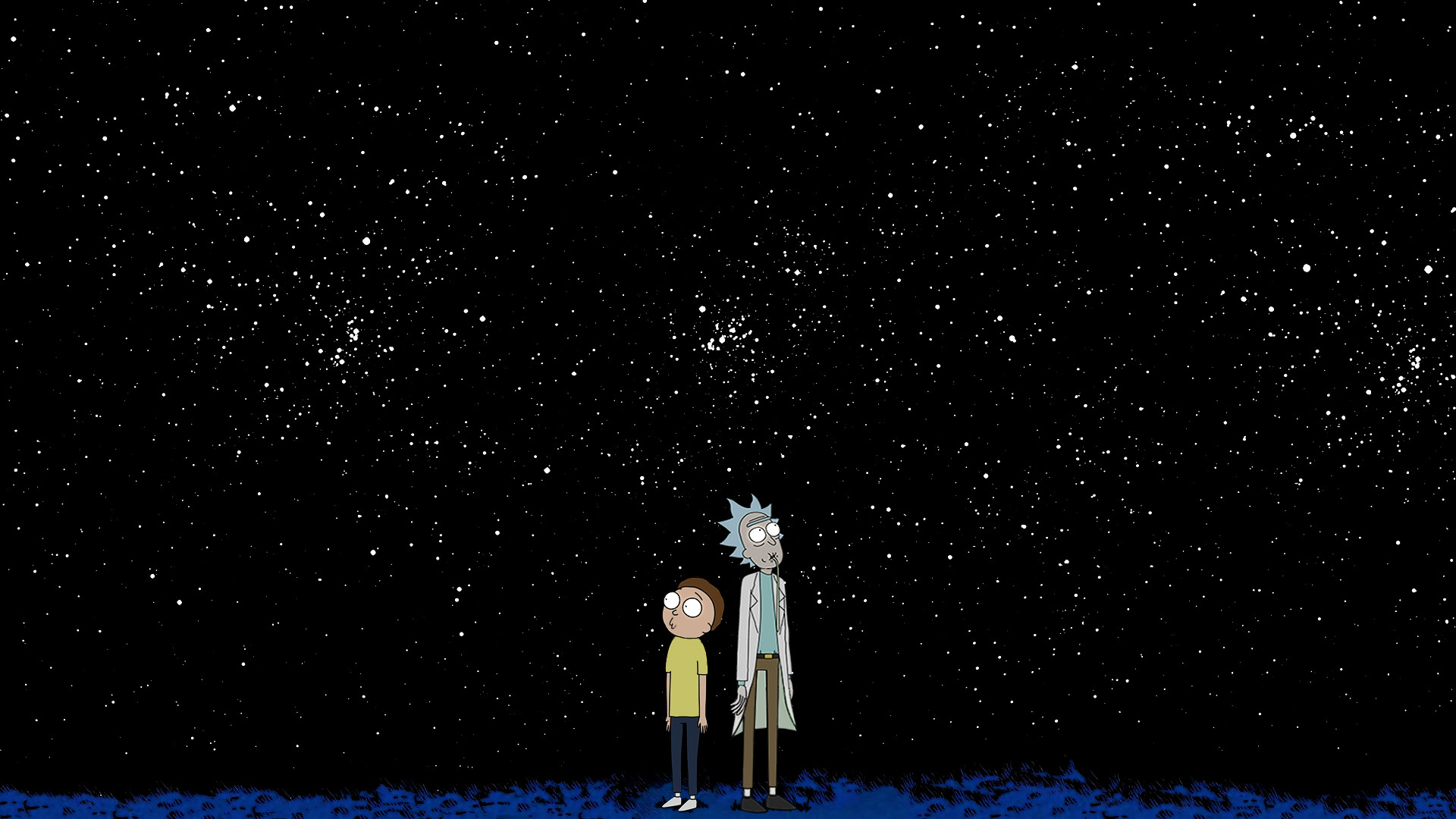 Rick Sanchez, Morty Smith, Cielo stellato, Minimalismo, Full HD 1080p, sfondo desktop