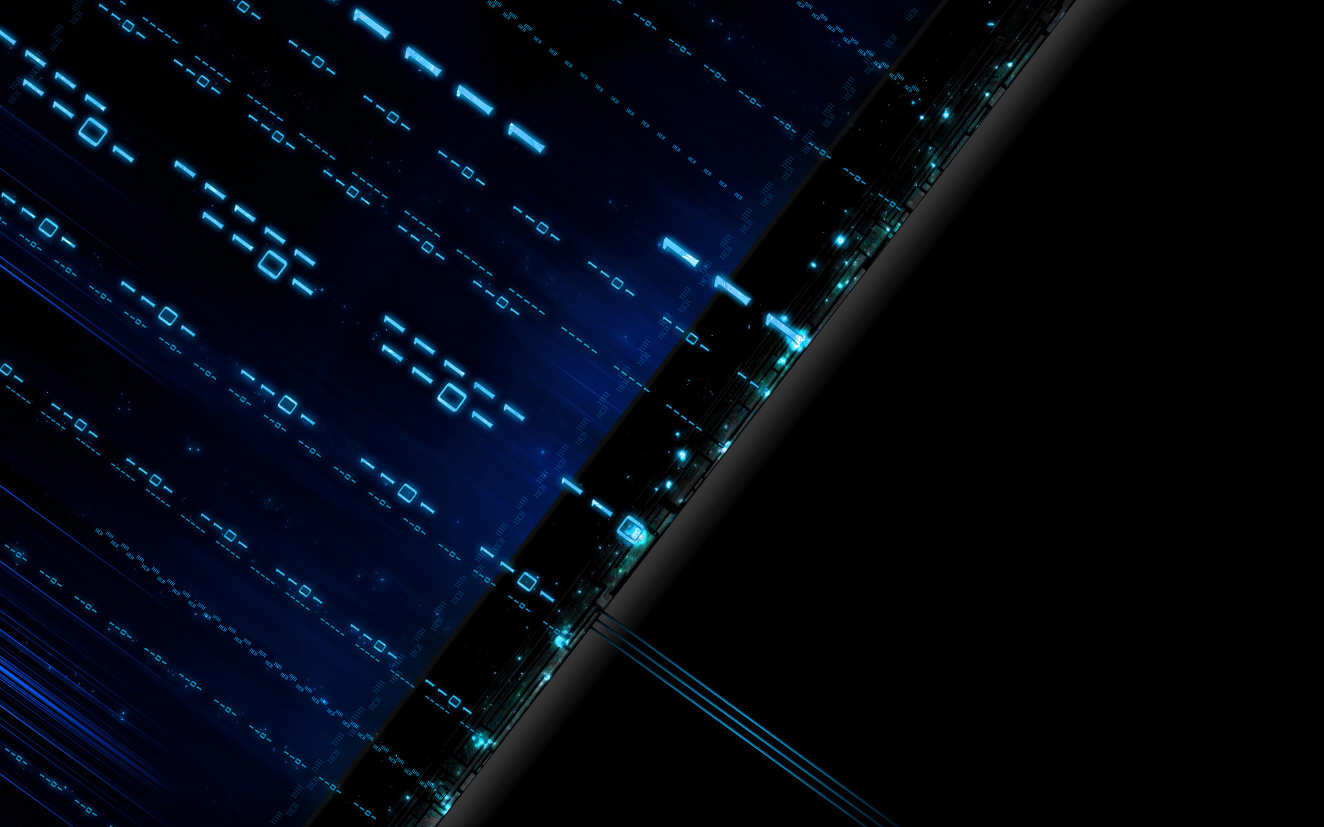 Linee digitali, Blu, Sfondo nero, Full HD, wallpaper per computer