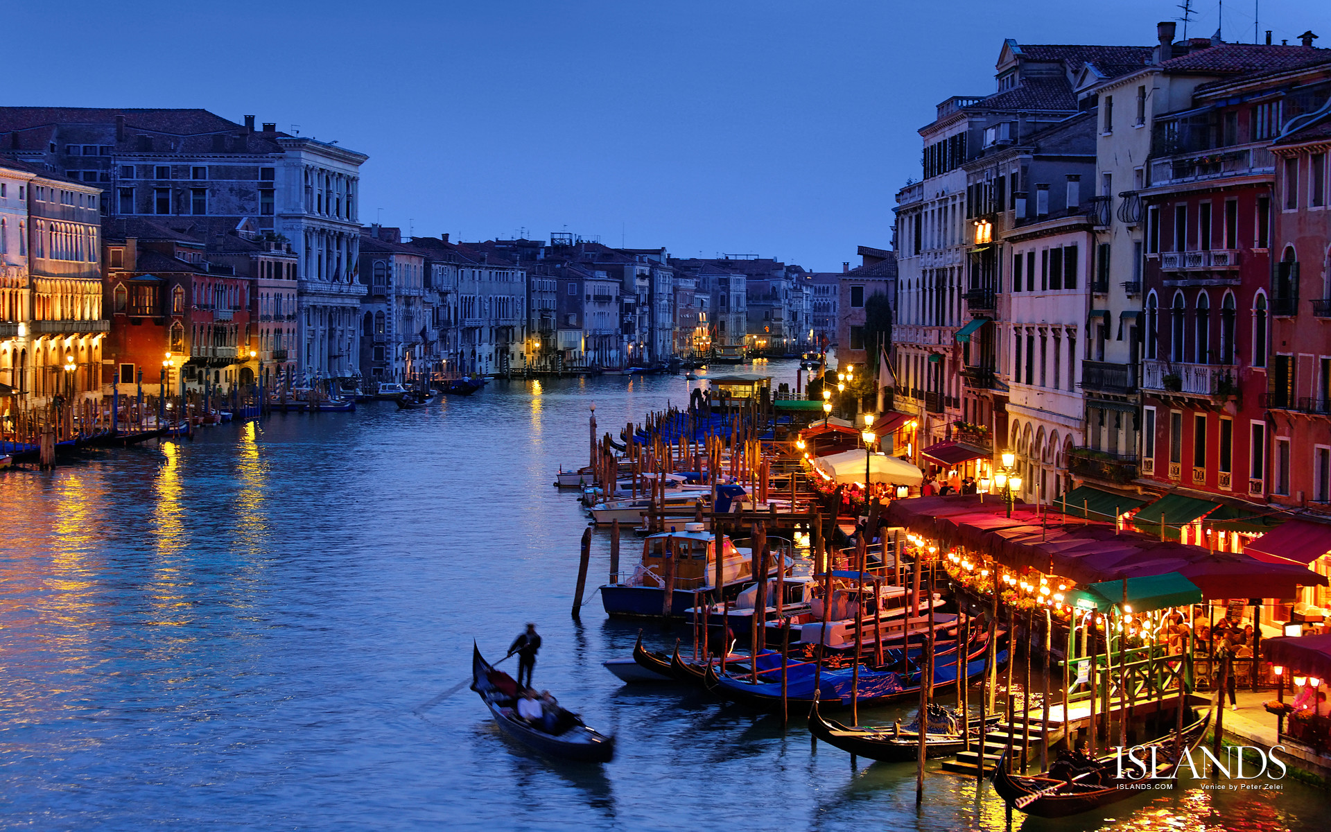Canal Grande, Venezia, Gondola, Sera, 1920x1200, sfondo per PC