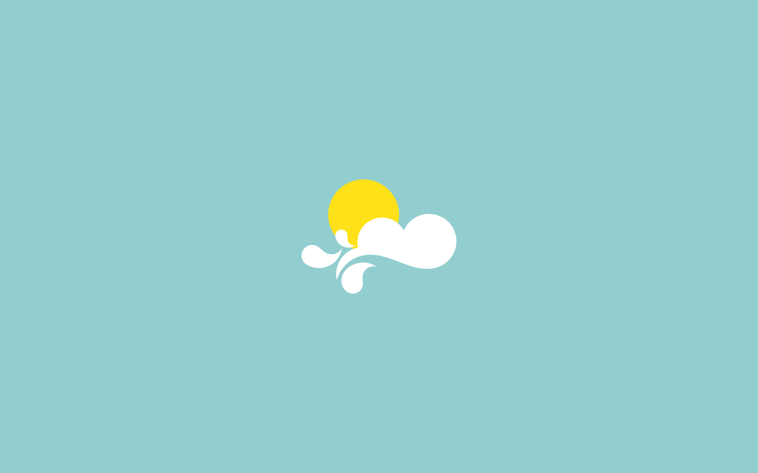 Minimalista, Sole, Nuvola, Sfondo azzurro, 2K, wallpaper per portatile