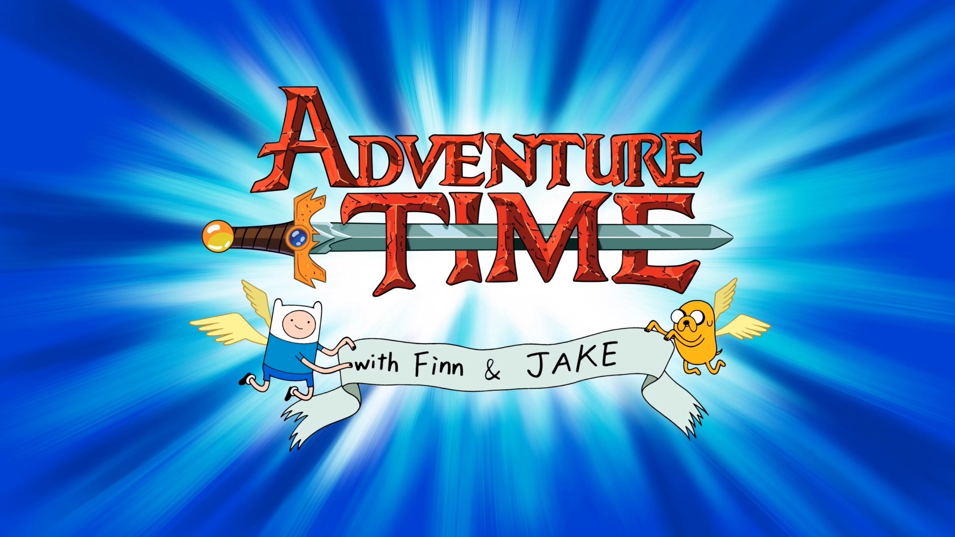 Adventure Time, Logo, Finn, Jake il cane, 16:9 Full HD, sfondo widescreen