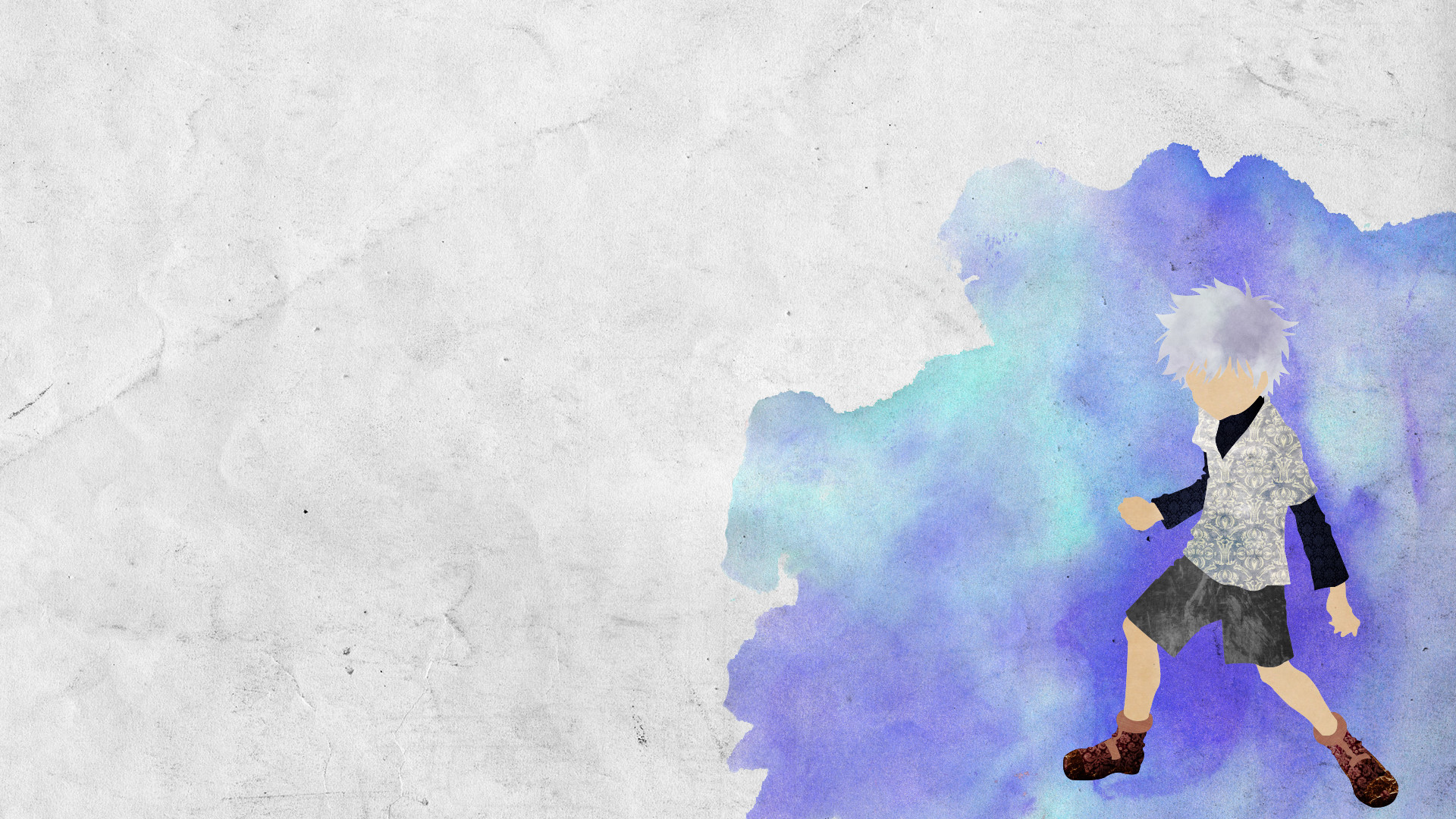 Killua Zoldyck, Hunter x Hunter, Acquerello, Minimalista, 16:9 Full HD, sfondo widescreen