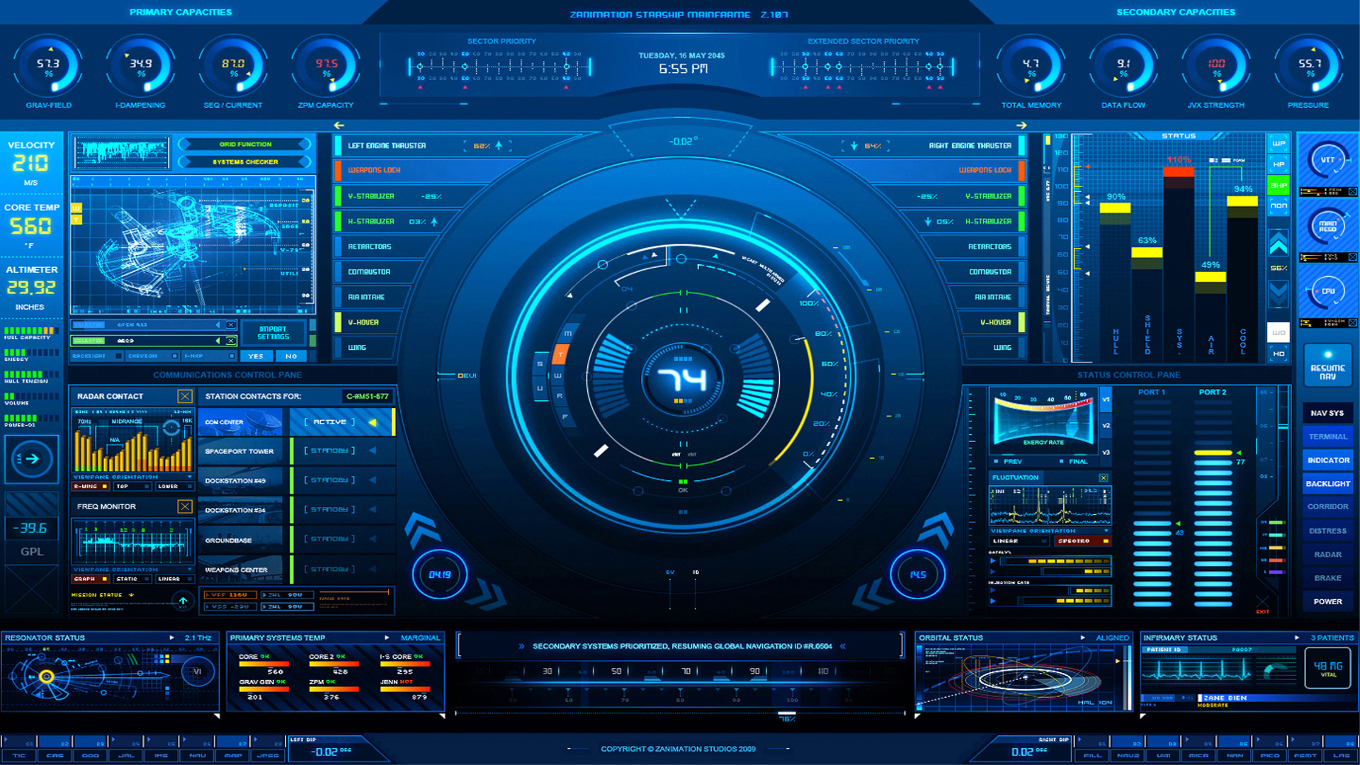 Interfaccia HUD, Fantascienza, Blu, Tecnologia, sfondo desktop PC
