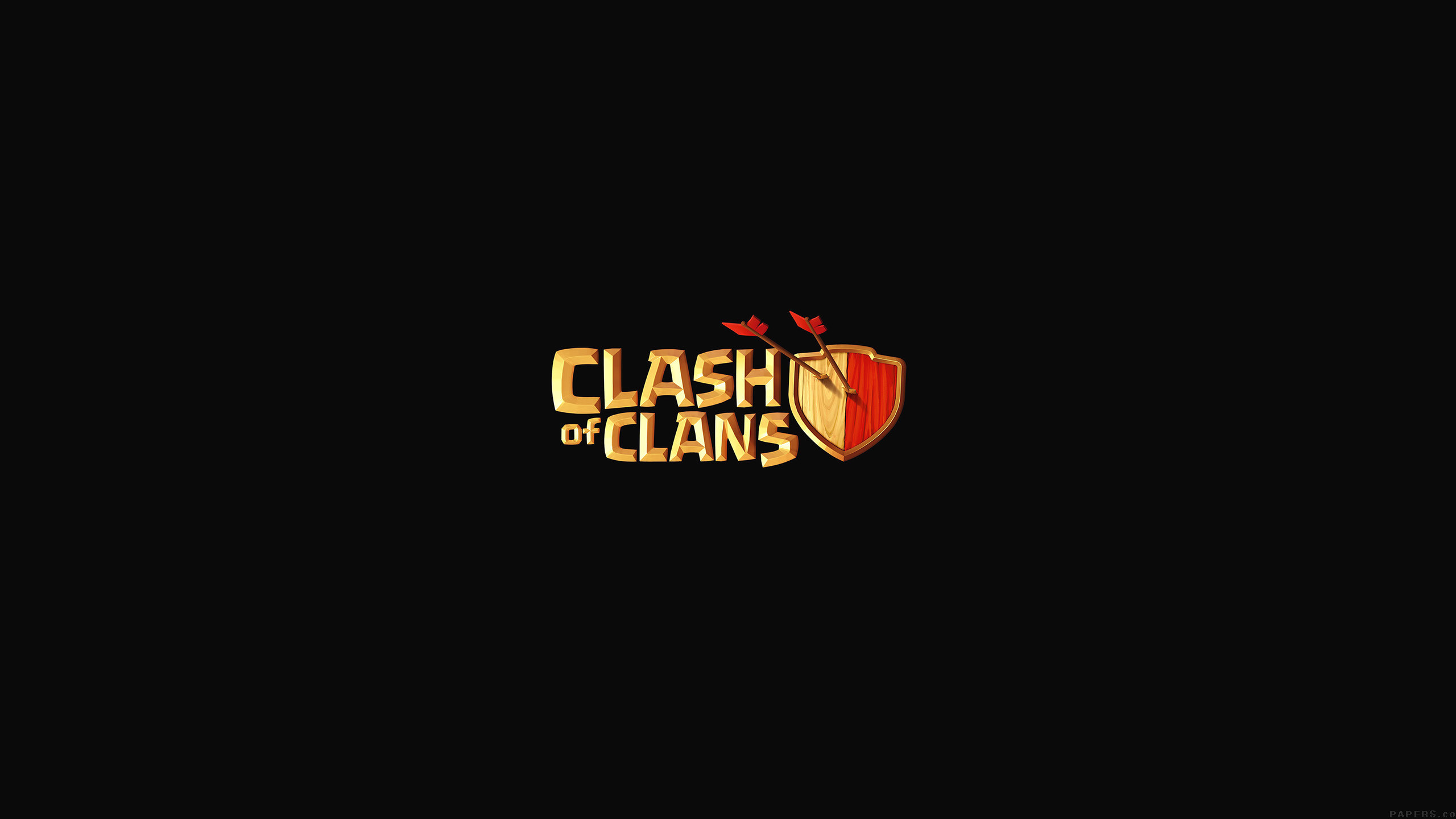 Clash of Clans, Logo, Sfondo nero, Minimalista, 2K, wallpaper desktop
