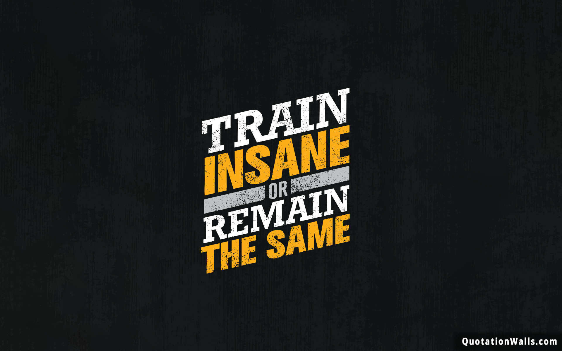 Train insane or remain the same, Tipografia, Fitness, Sfondo scuro, Arancione, wallpaper Full HD