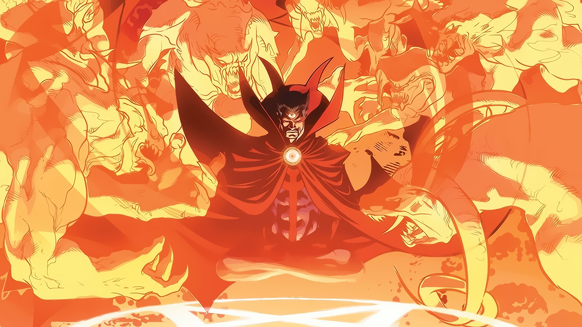 Doctor Strange, Marvel Comics, Fumetto, Arancione, Full HD, wallpaper per computer