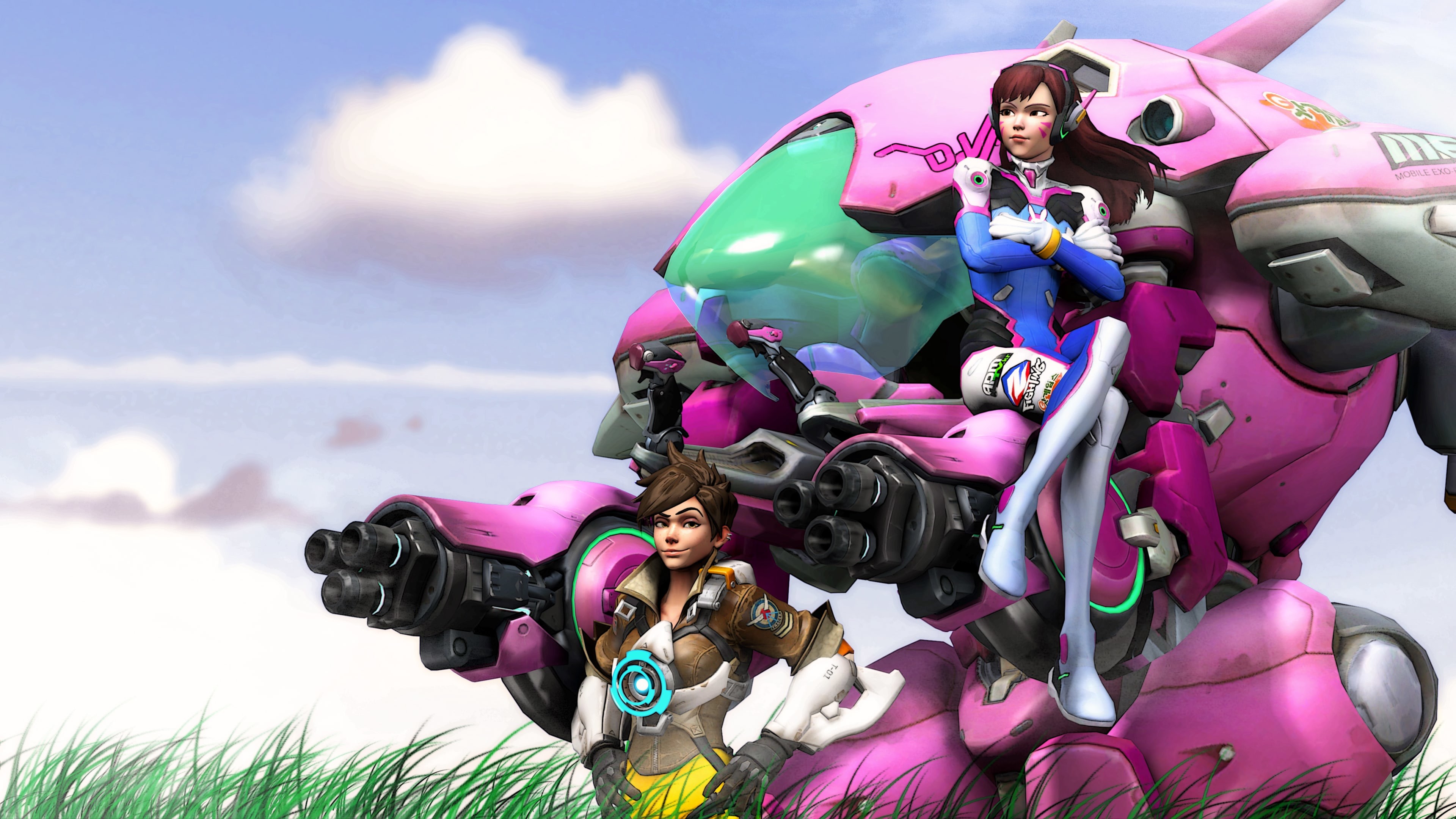 D.Va, Tracer, Overwatch, MEKA, Cielo, 4K, sfondo per PC