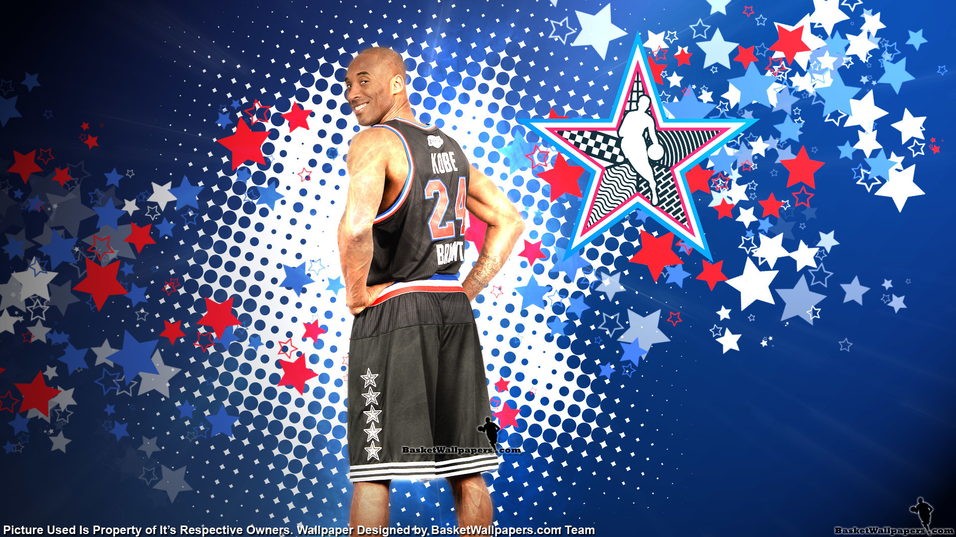 Kobe Bryant, NBA All-Star Game, Stelle, Rosso e blu, 1920x1080, immagine di sfondo