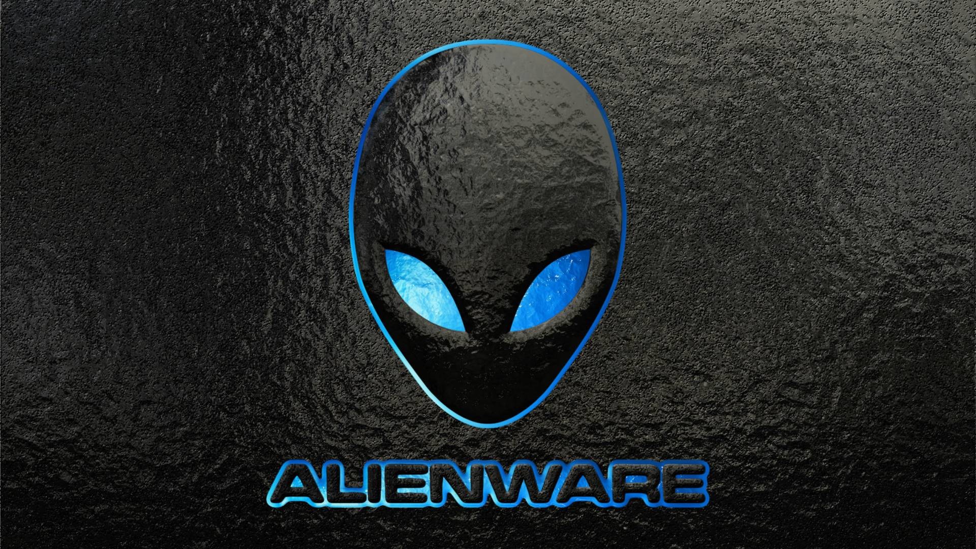 Alienware, Logo alieno, Texture nera, Blu, 1920x1080, immagine di sfondo