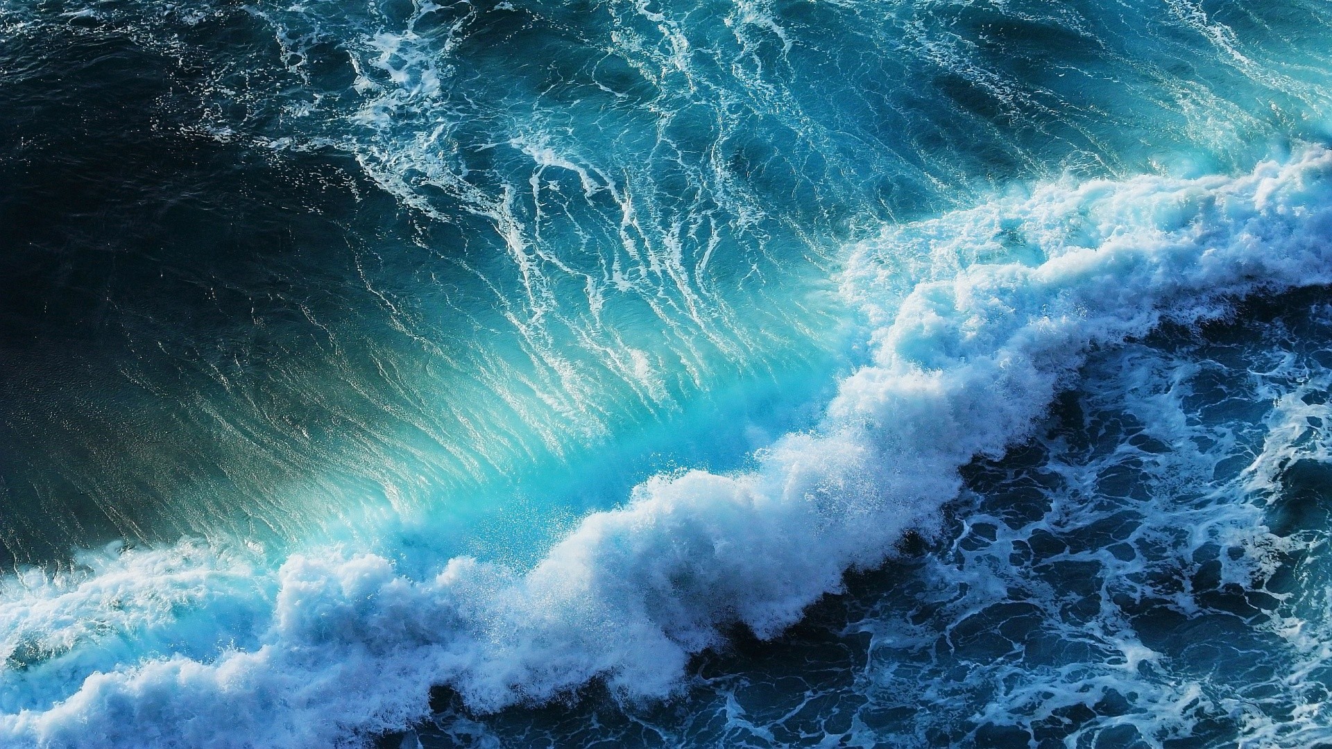 Onda, Schiuma, Mare in tempesta, Acqua turchese, Full HD, wallpaper per portatile