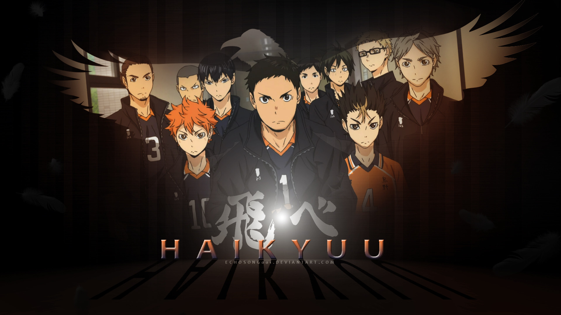 Karasuno, Haikyu!!, Squadra, Ali di corvo, Full HD, sfondo per portatile