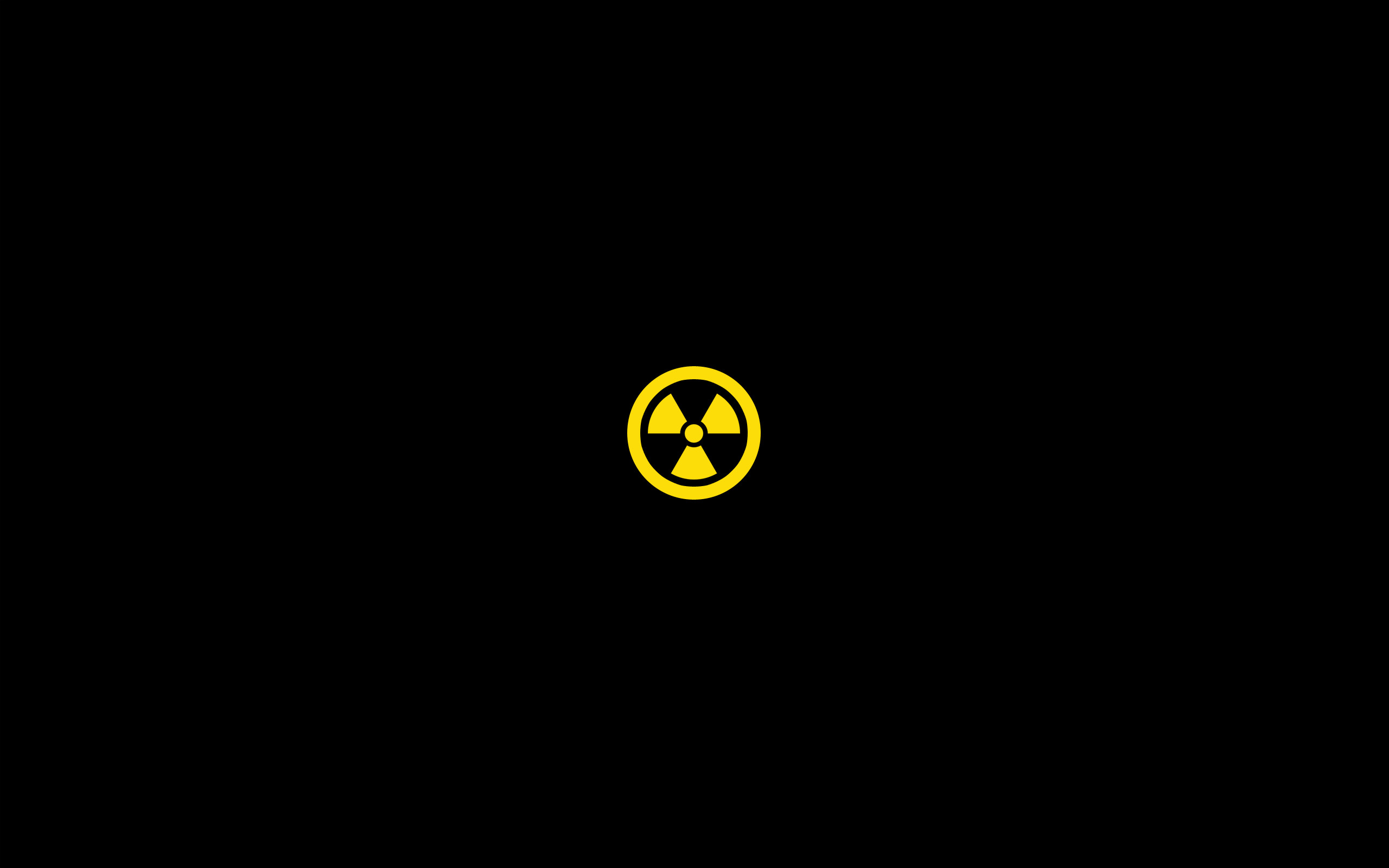 Simbolo radioattivo, Giallo, Sfondo nero, Minimalista, 2560x1600, wallpaper desktop