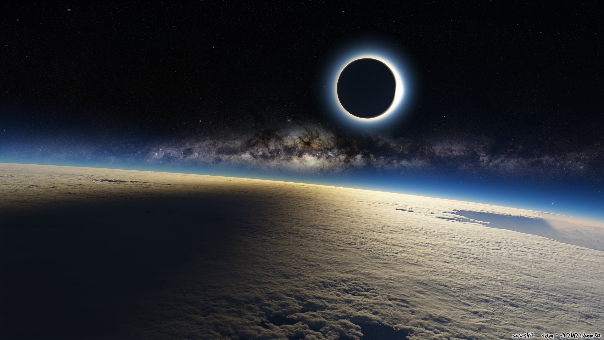Eclissi, Terra, Via Lattea, Orizzonte, 1920x1080, sfondo per PC