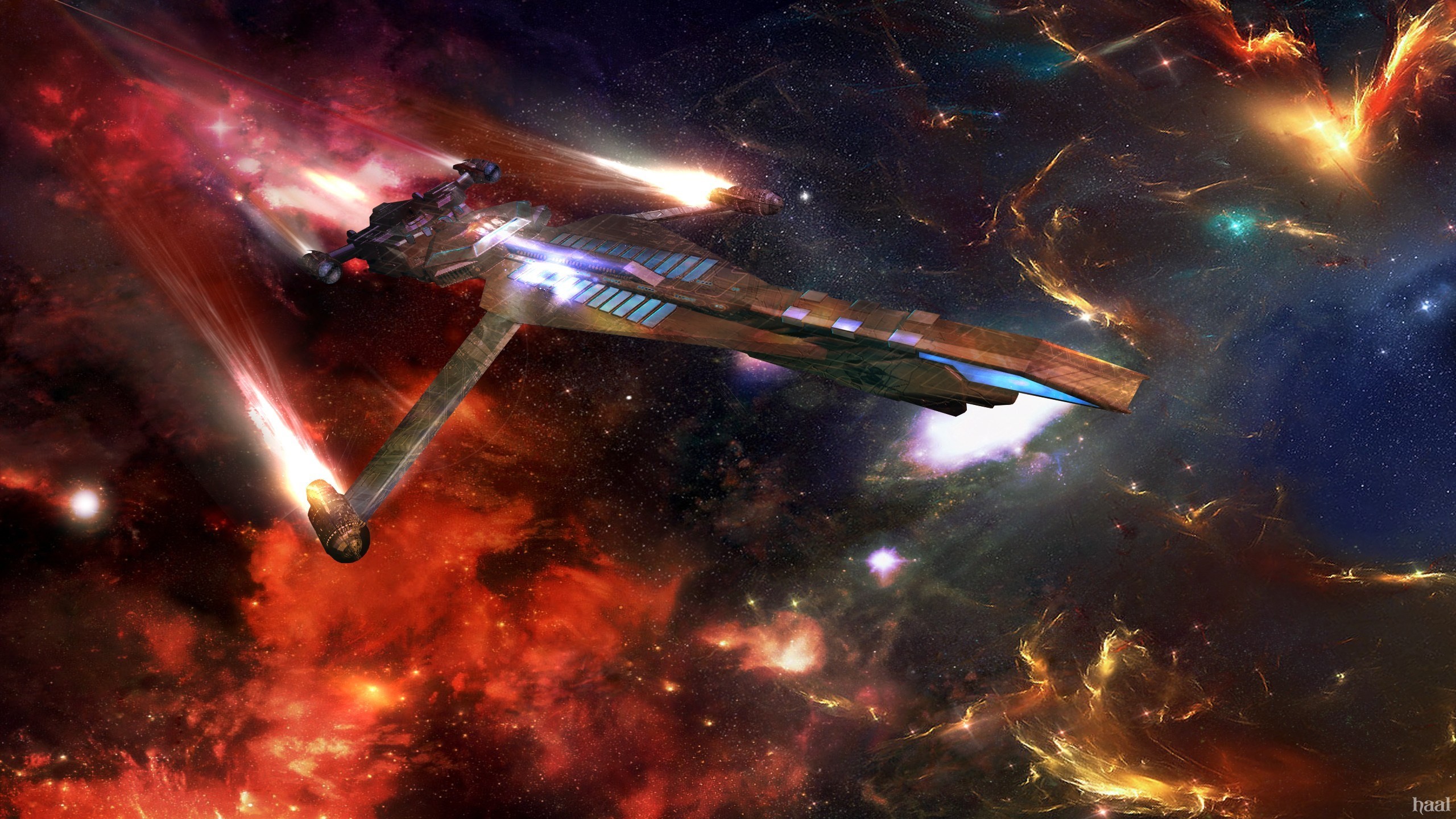 Star Trek, USS Enterprise, Astronave, Nebulosa, 2560x1440, immagine di sfondo