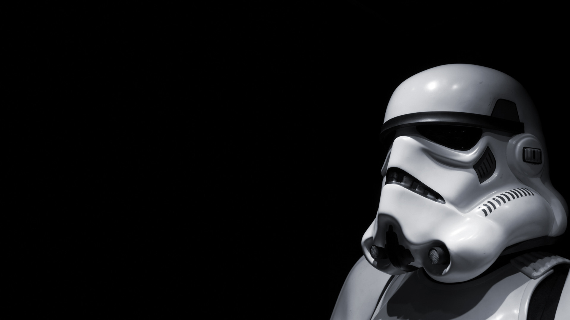 Stormtrooper, Star Wars, Casco, Sfondo nero, 16:9 Full HD, wallpaper widescreen