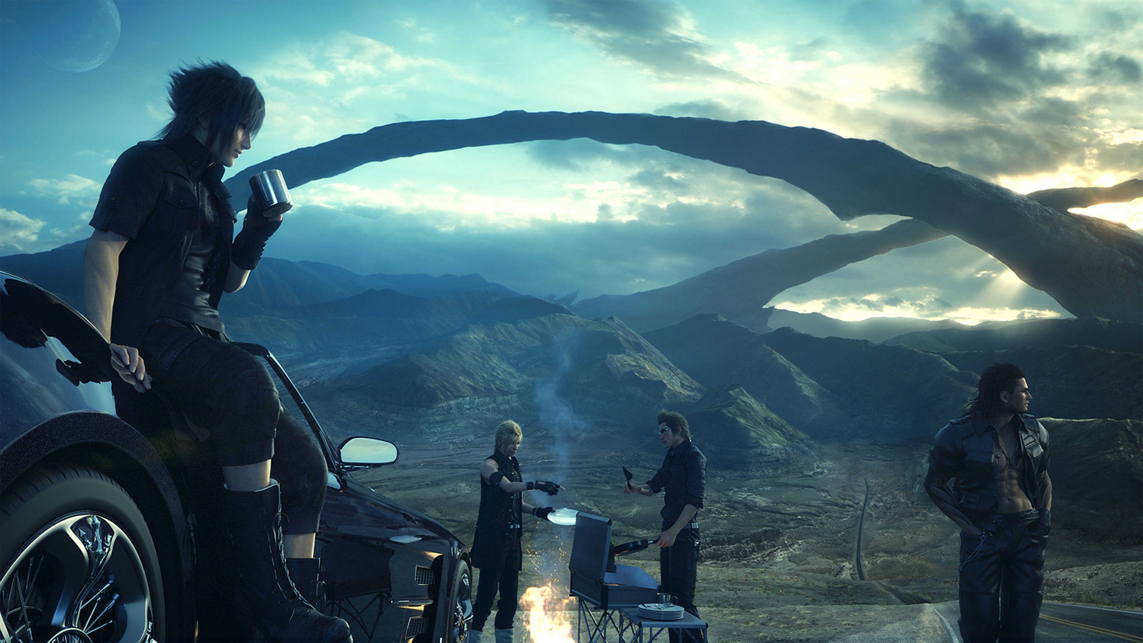 Final Fantasy XV, Noctis Lucis Caelum, Videogioco, Accampamento, sfondo widescreen 4K