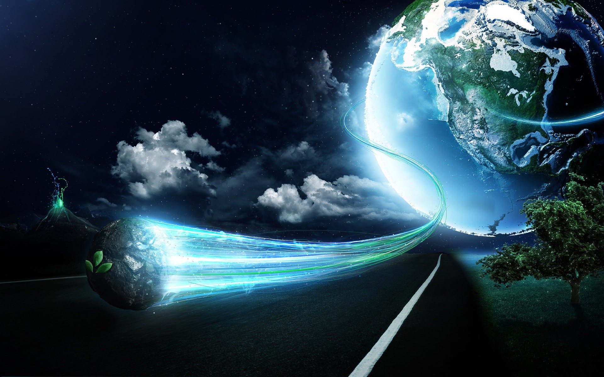 Terra, Strada, Surreale, Arte digitale, 1920x1200, immagine di sfondo