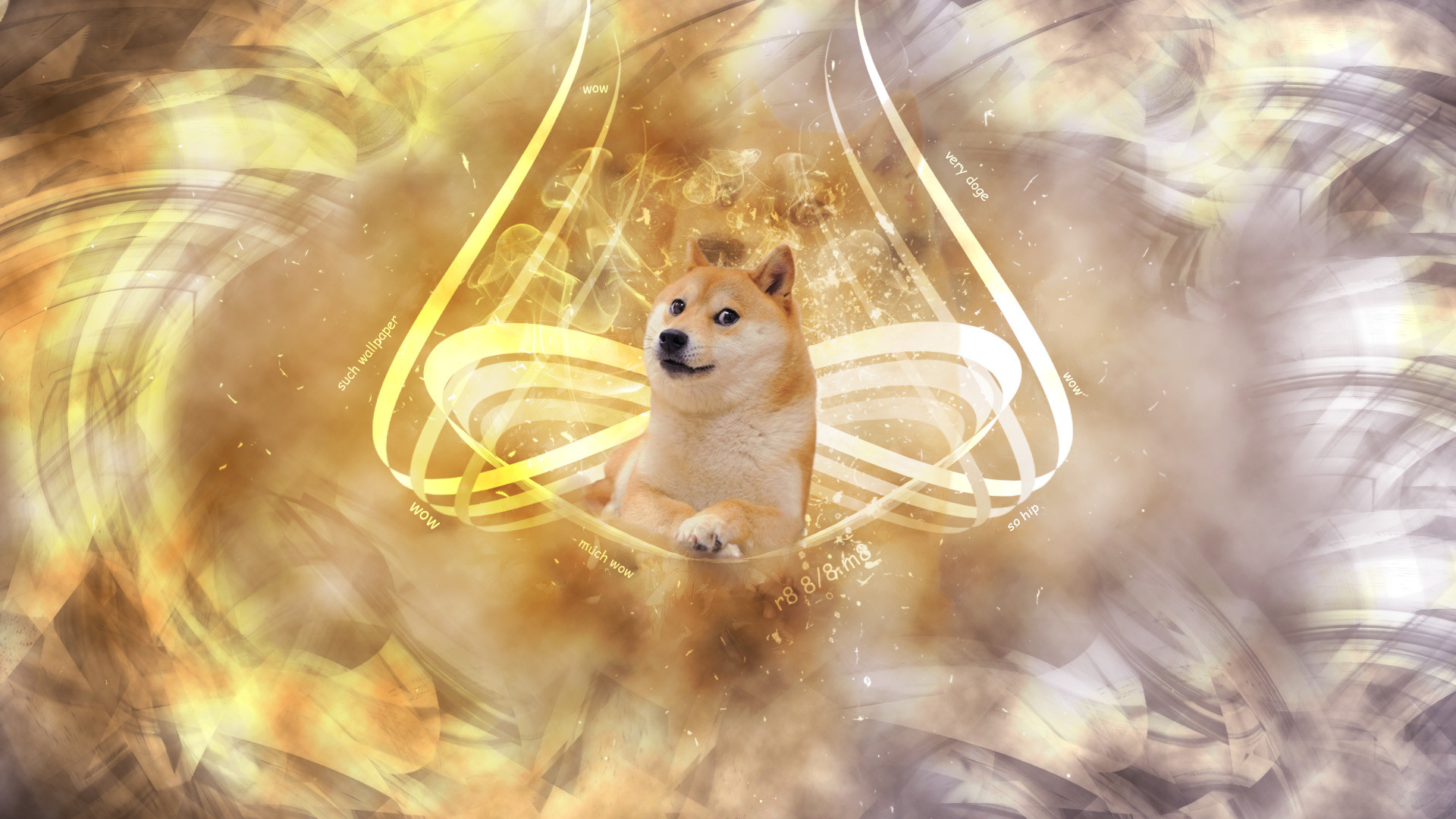 Doge, Luce dorata, Arte digitale, Full HD, sfondo per portatile