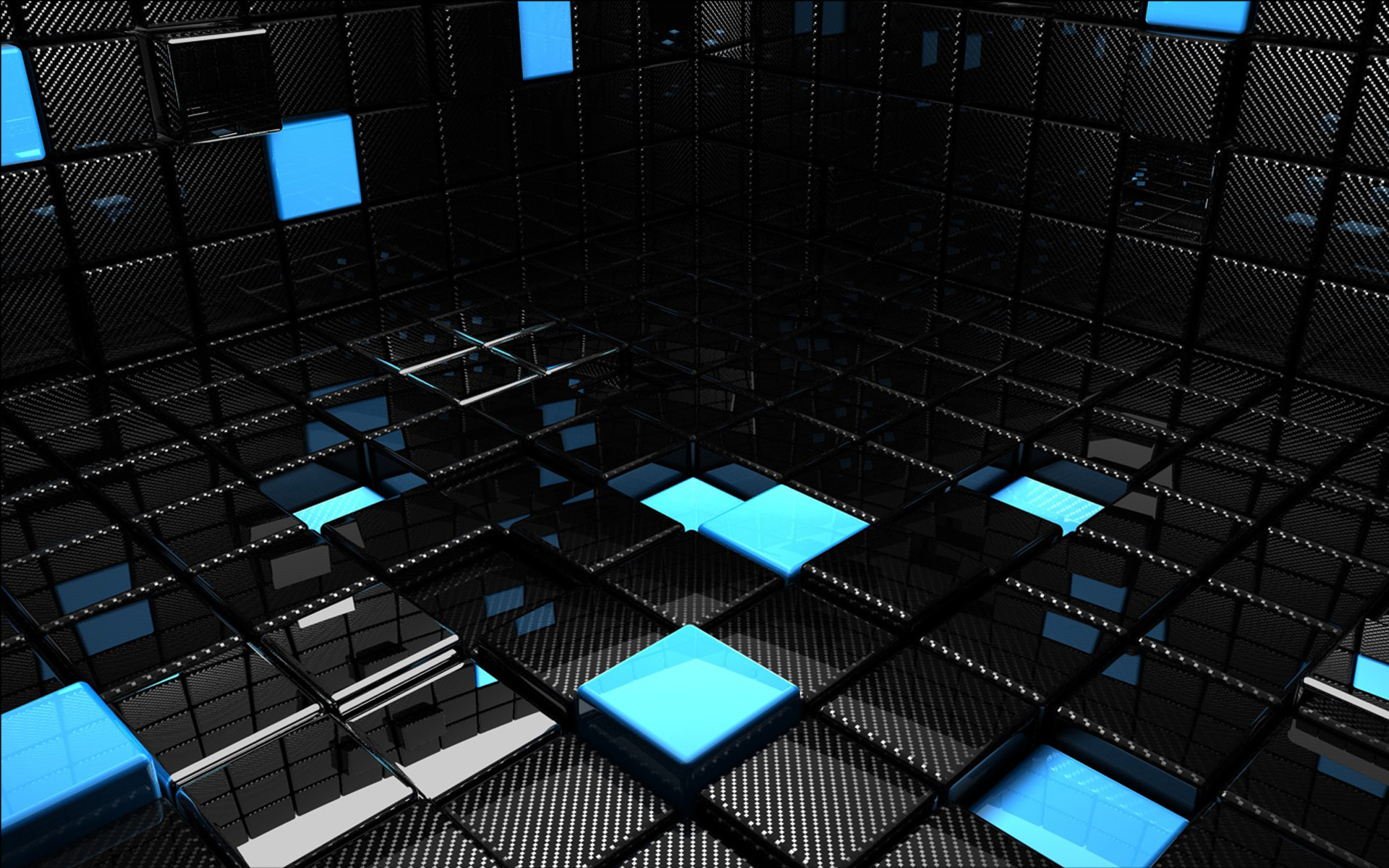 Cubi, 3D, Azzurro, Nero, Full HD, sfondo per PC e portatile