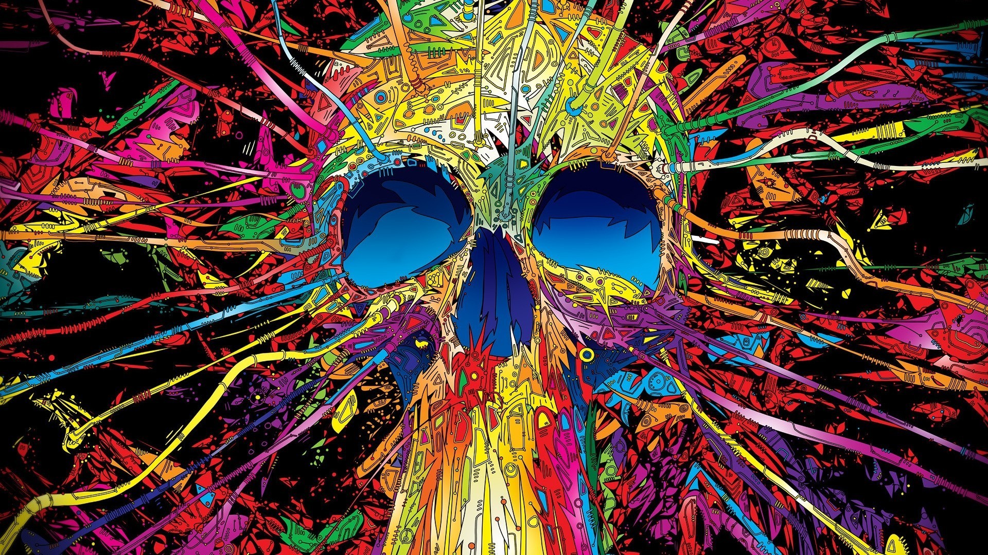 Teschio, Psichedelico, Pop art, Multicolore, Full HD, sfondo per PC e portatile