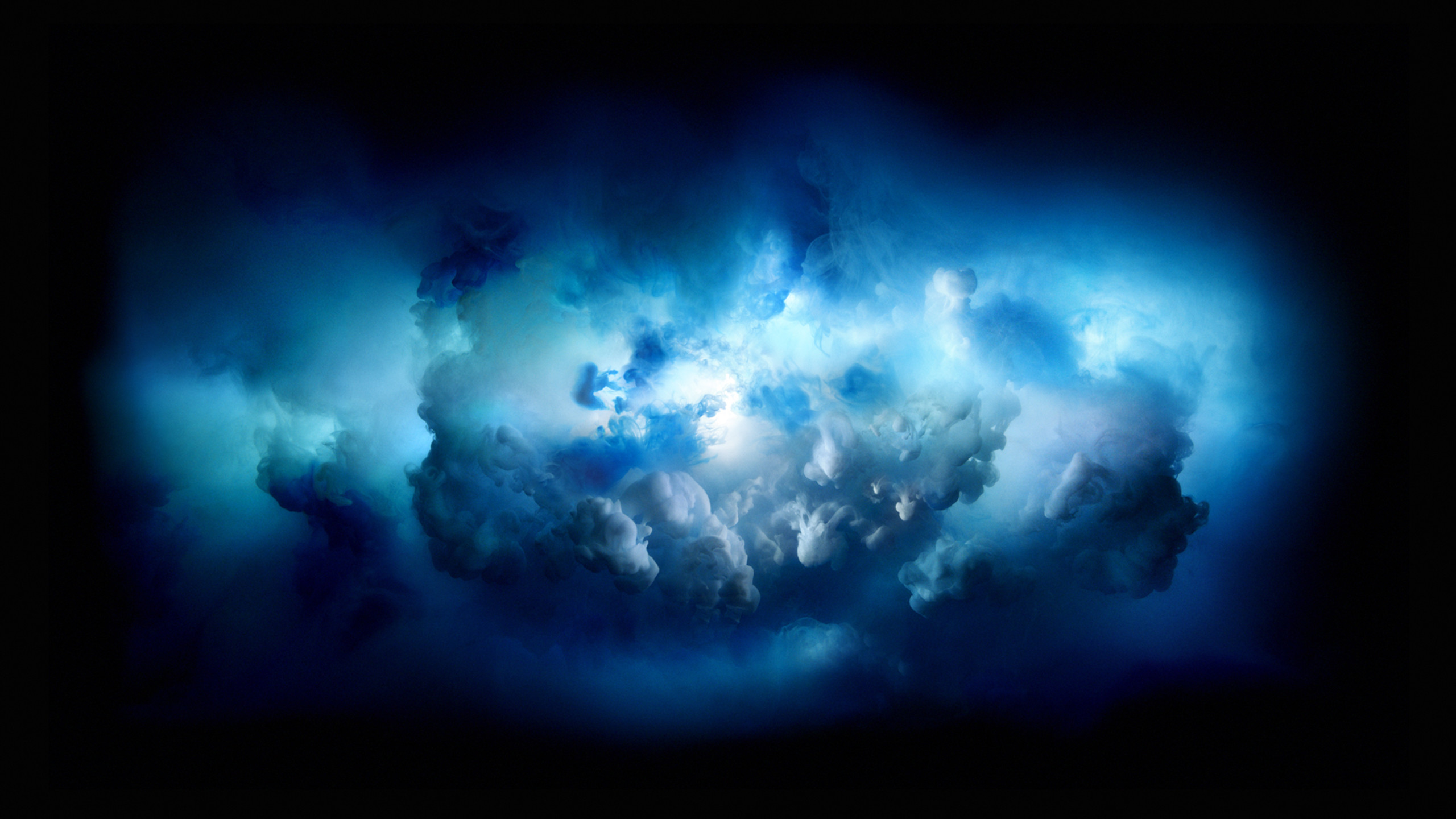 iMac Pro, Nuvola cosmica, Blu, Sfondo nero, 2560x1440, wallpaper desktop