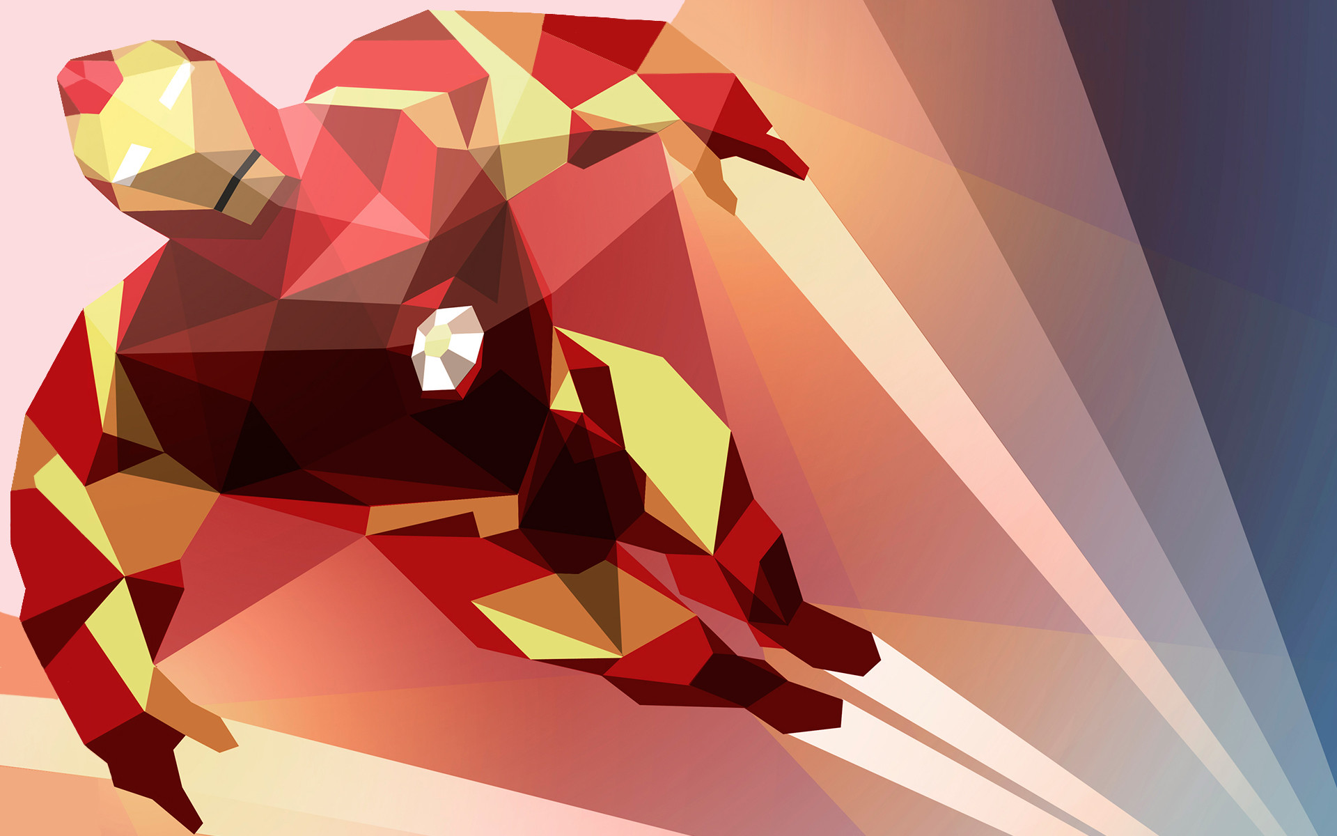 Iron Man, Low poly, In volo, Arte digitale, Full HD, sfondo per portatile