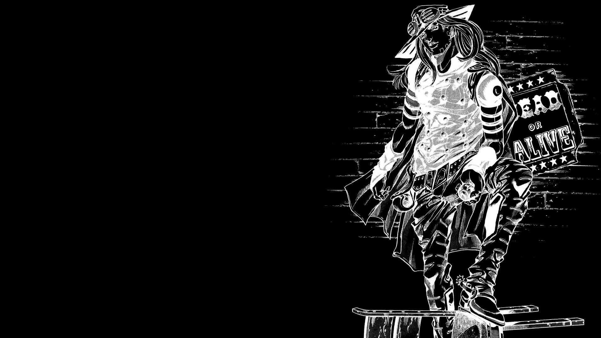 Le bizzarre avventure di JoJo, Joseph Joestar, Minimalista, Bianco e nero, sfondo per portatile