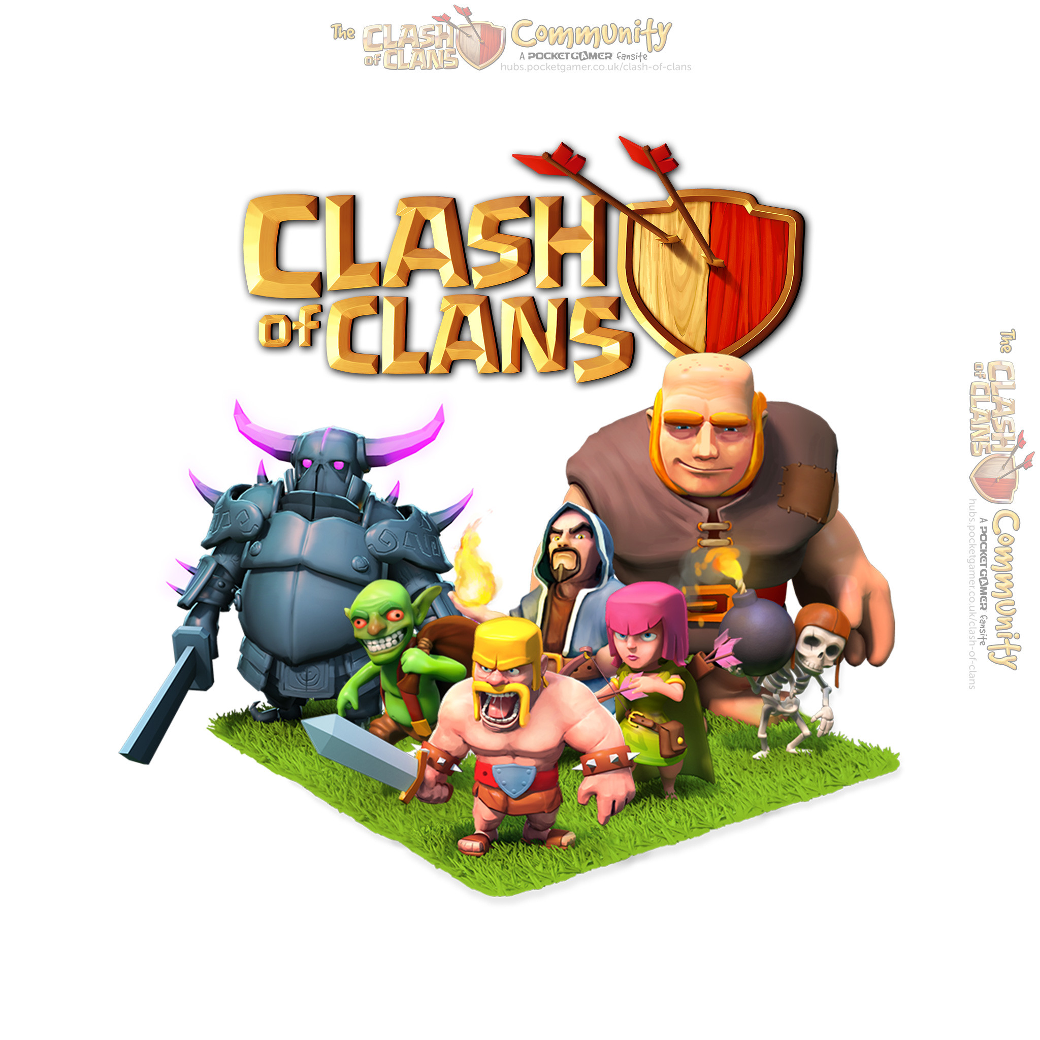 Clash of Clans, Logo, P.E.K.K.A, Gigante, Sfondo bianco, Full HD, schermata di blocco iPad