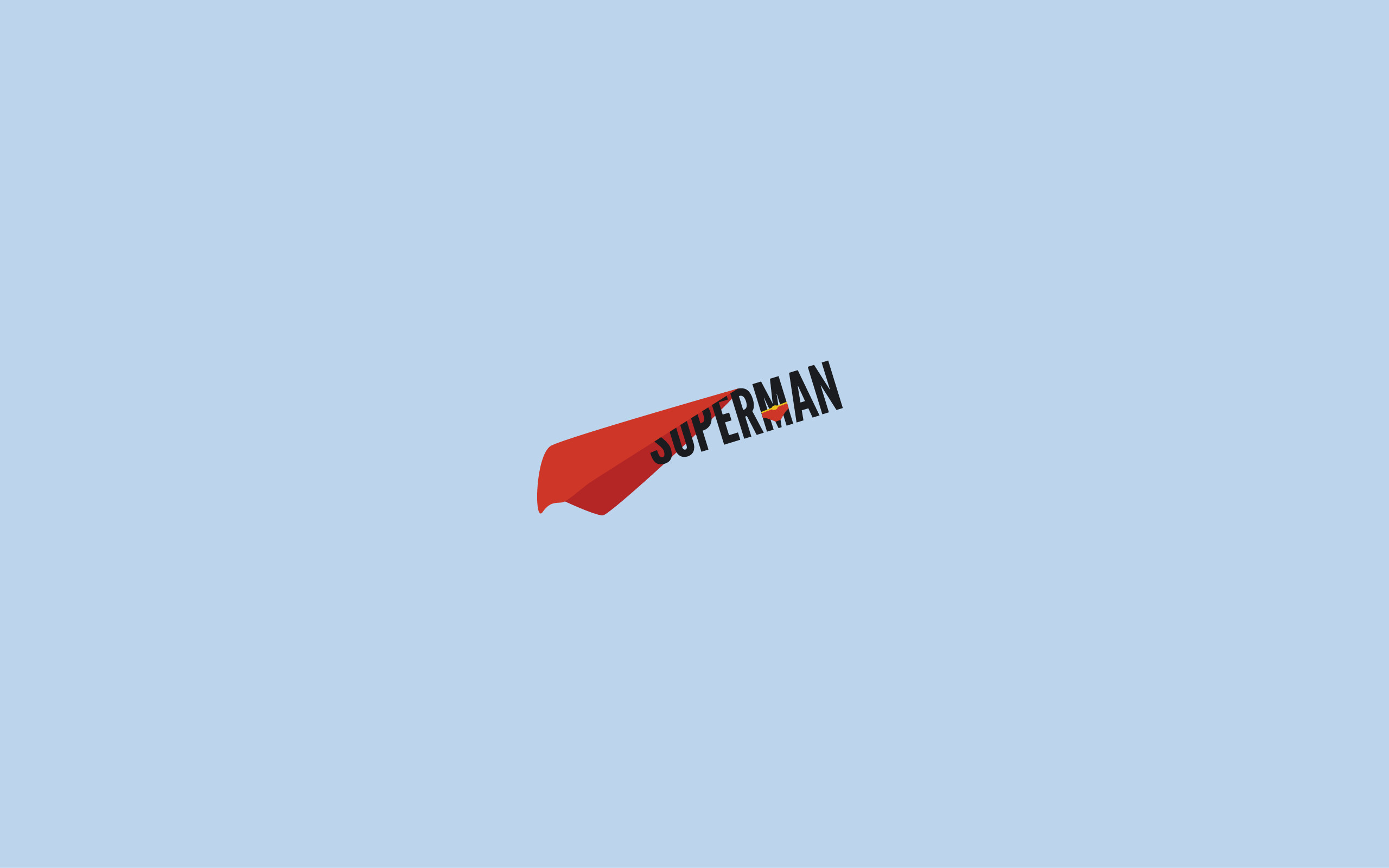 Superman, Mantello, Sfondo azzurro, Minimalismo, 2K, wallpaper per portatile