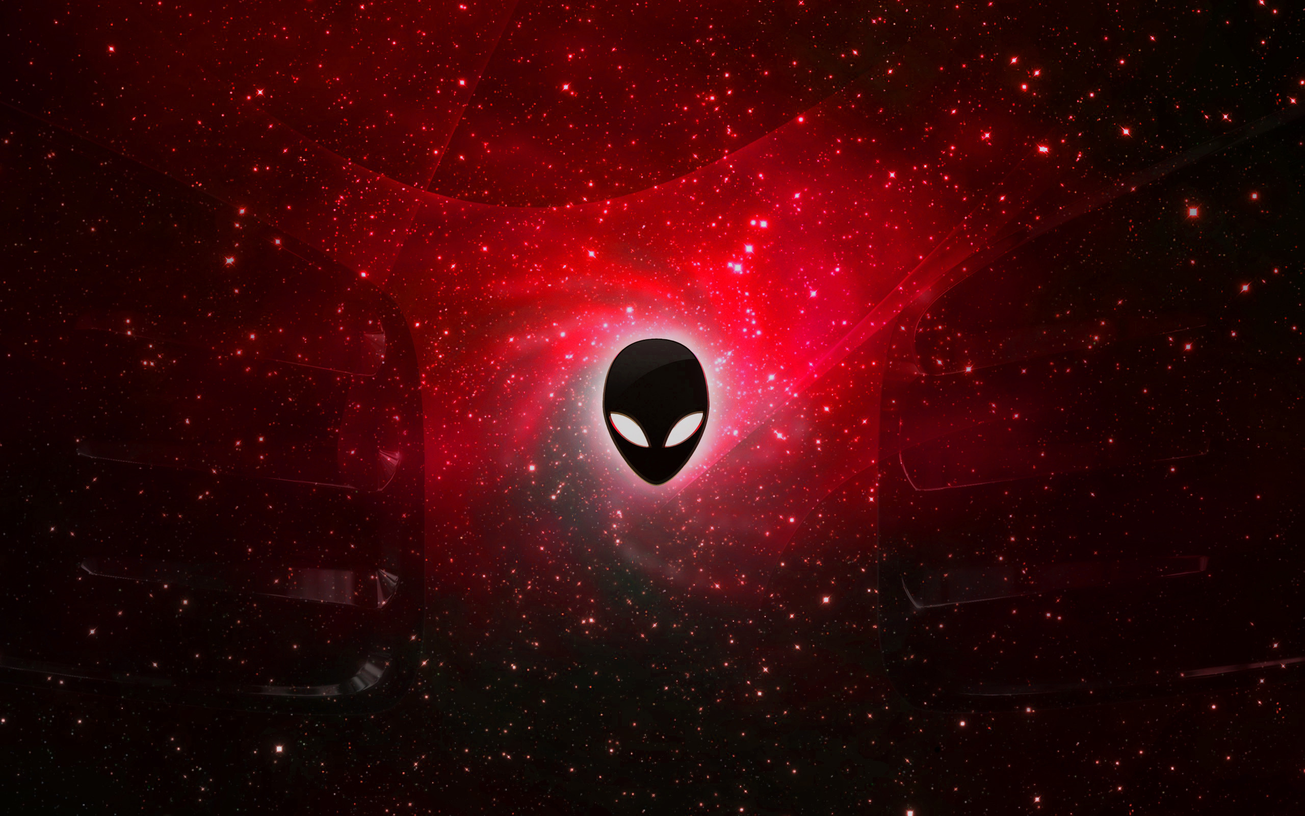 Alienware, Logo alieno, Stelle rosse, 2560x1600, immagine di sfondo