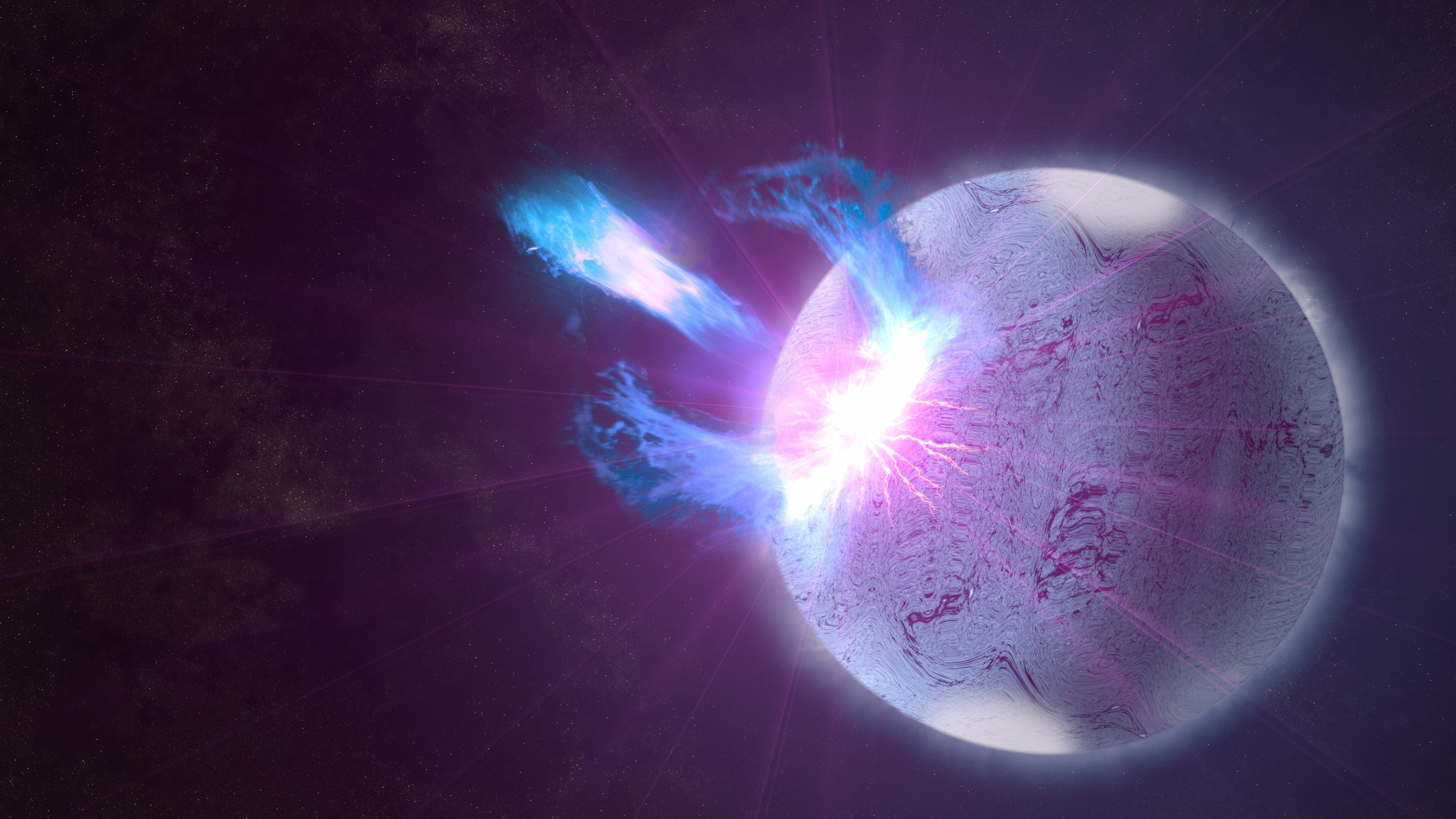 Magnetar, Stella di neutroni, Arte digitale, Viola, 4K, sfondo per PC