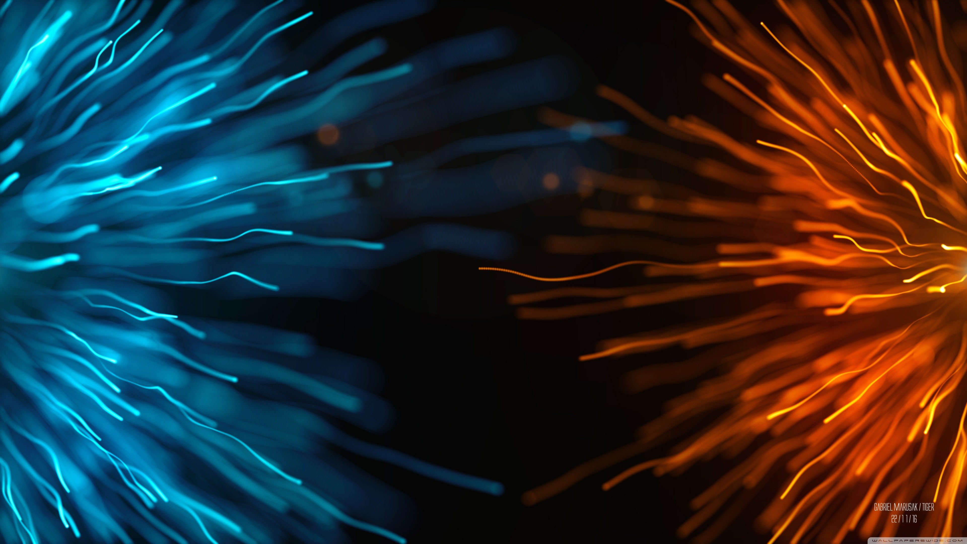 Fibre ottiche, Blu e arancione, Astratto, sfondo smartphone
