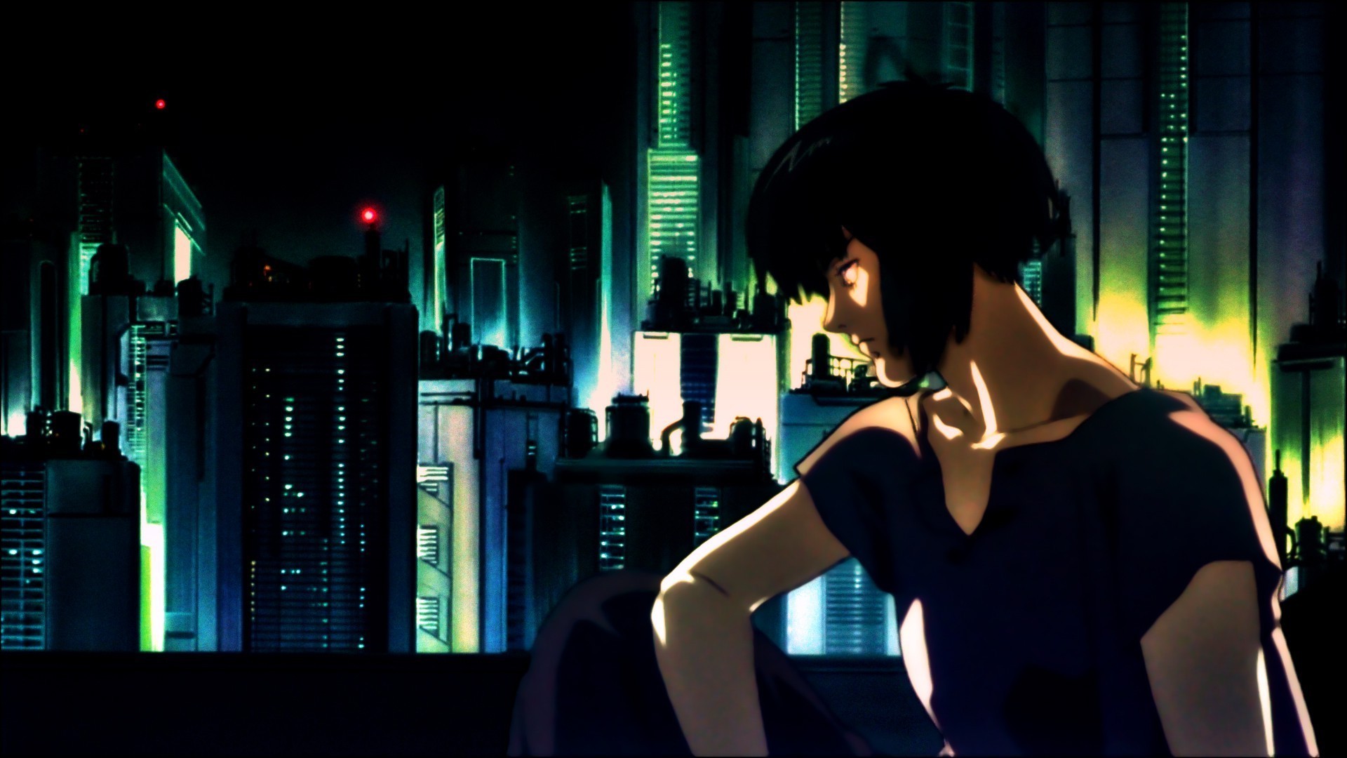 Motoko Kusanagi, Ghost in the Shell (1995), Città notturna, Anime, sfondo Windows 11