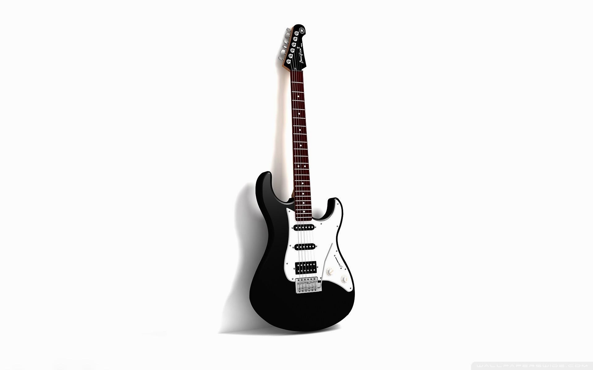 Fender Stratocaster, Chitarra elettrica, Bianco e nero, Sfondo bianco, wallpaper Windows 11